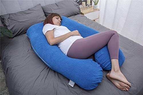 MOON PINE MOON PINE Pregnancy Pillow, U Shaped Full Body Pillow for Maternity Support, Sleeping Pillow with Cover for Pregnant Women (Dark Blue)
