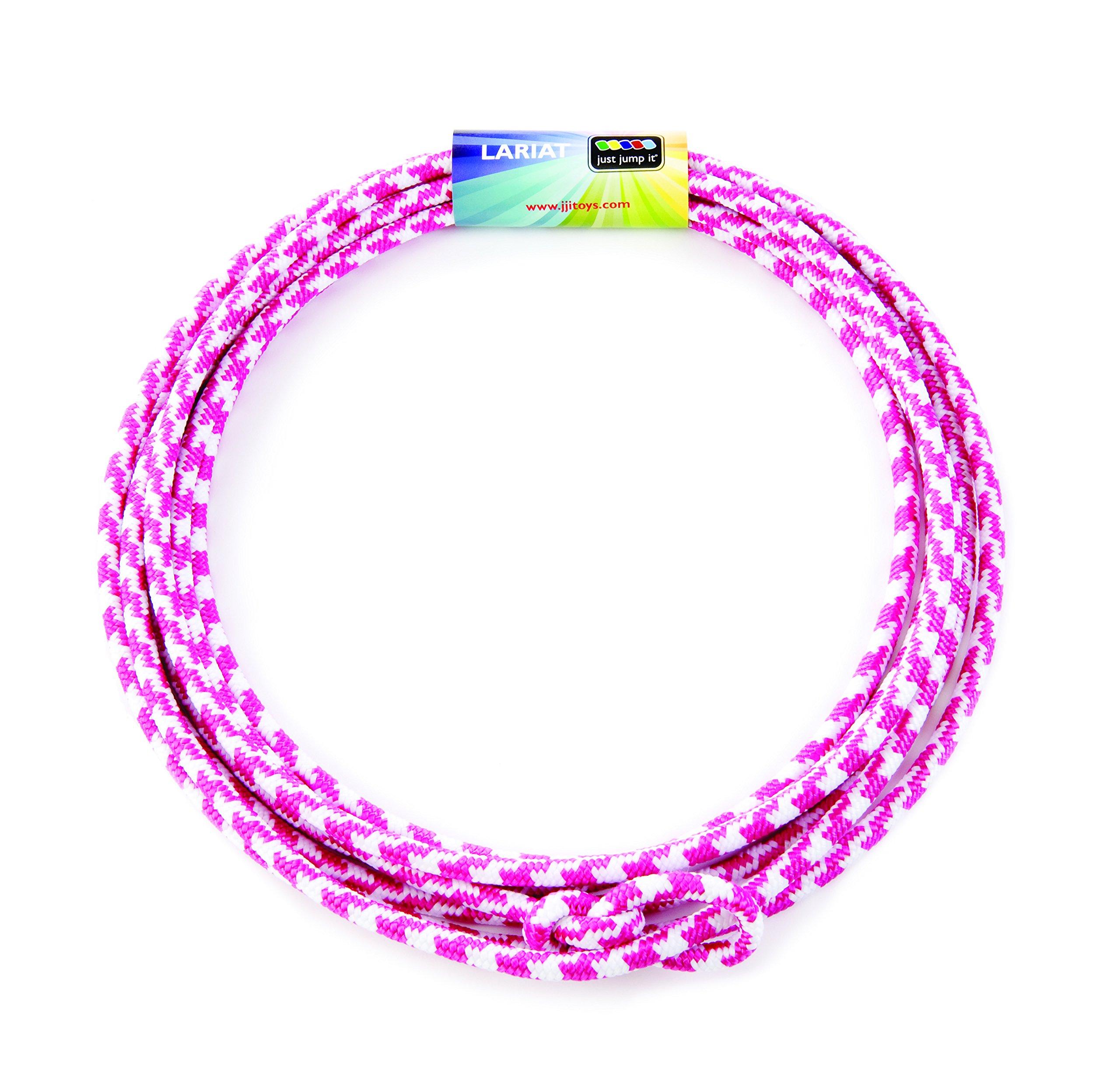 Just Jump It Just Jump It Lil Lariat Junior Lasso Rope - Pre-Tied 20\' Kids Cowboy Rope - Pink and White
