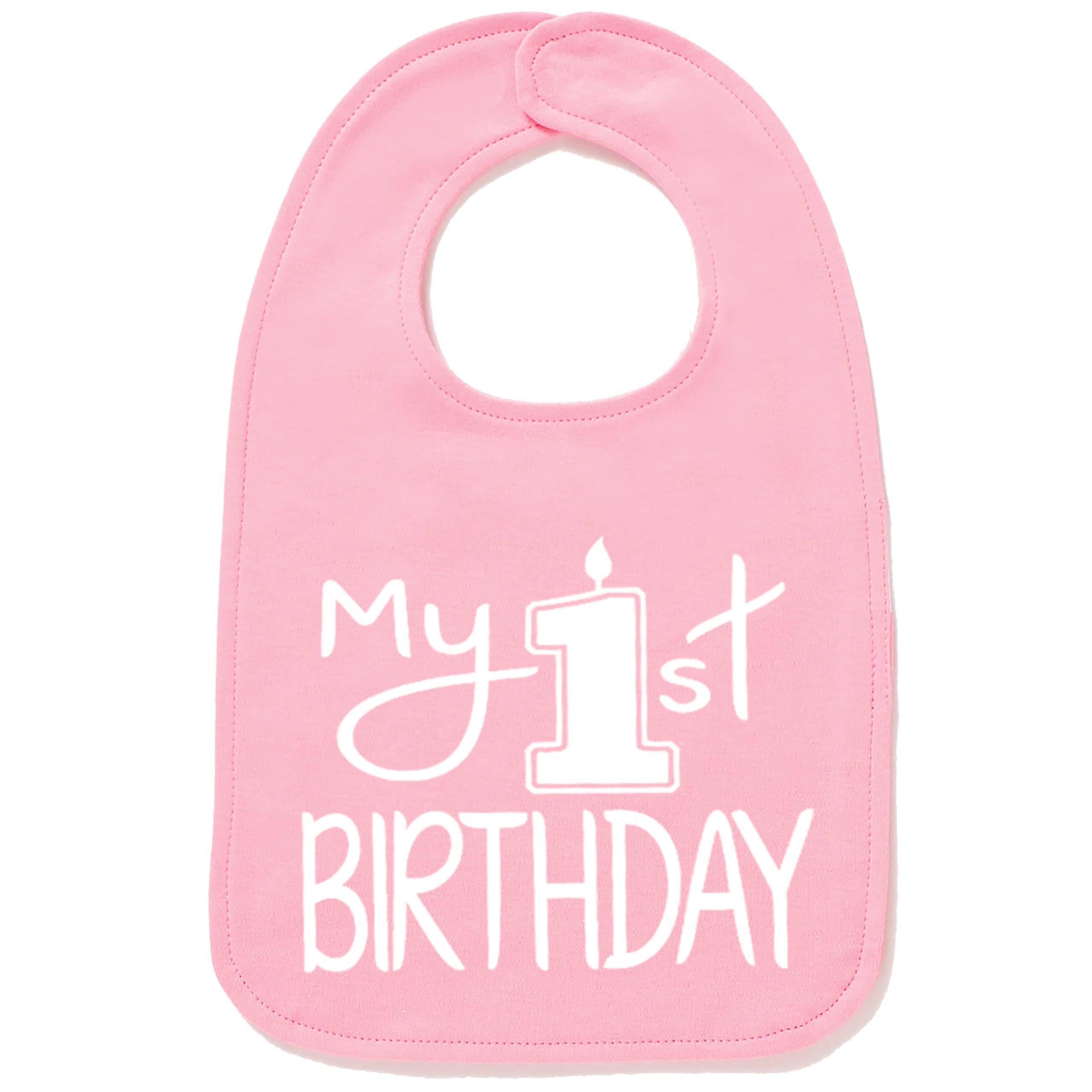 Aiden\'s Corner Aiden's Corner Handmade Cute Baby Boy Girl First Birthday Smash Cake Bibs - My 1st Birthday Bib (White Pink Bib)