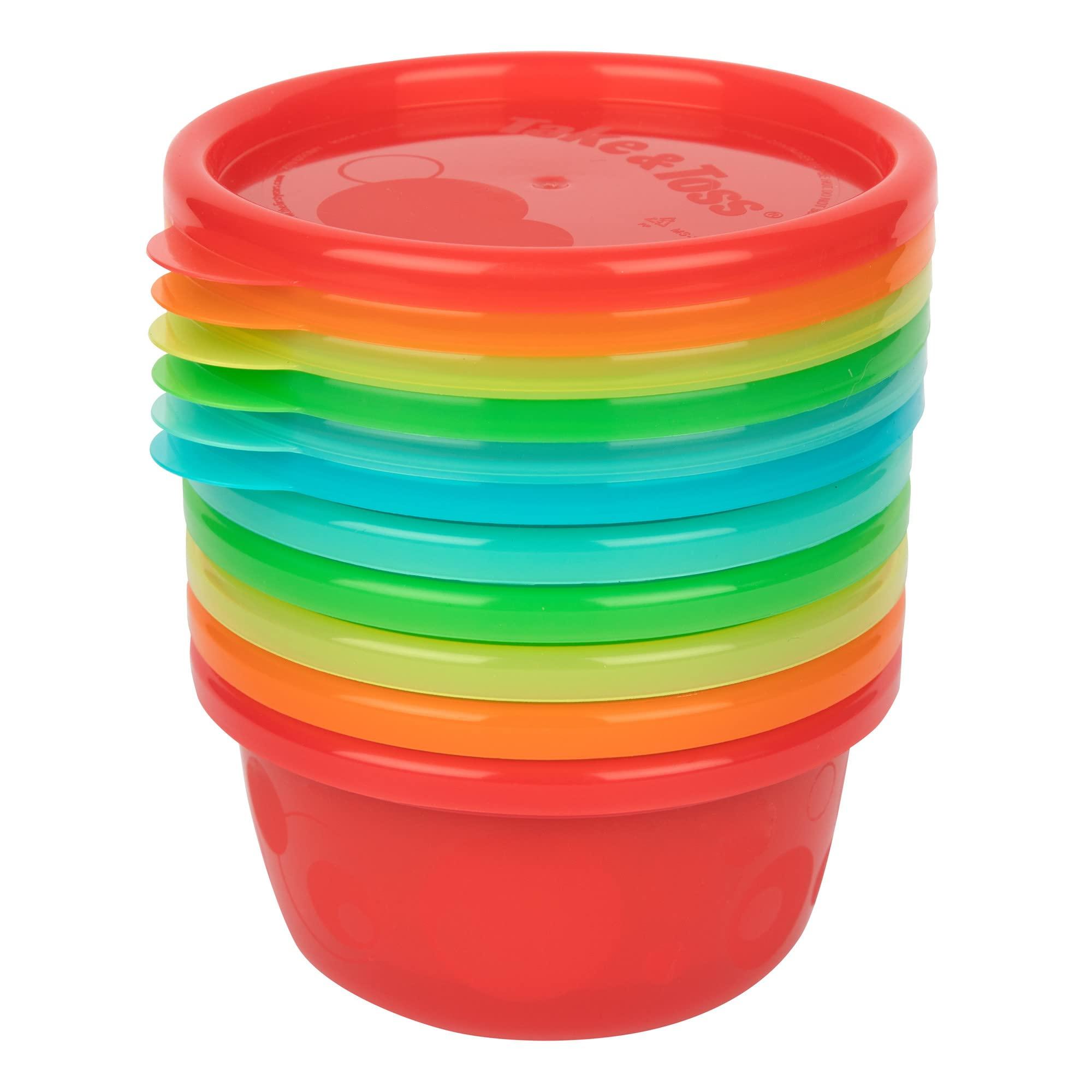 The First Years The First Years Take & Toss Toddler Bowls Set - Reusable Toddler Snack Cups - Toddler and Baby Snack Containers with Snap On Lids - Ages 9 Months and Up - 8 Oz - 6 Count