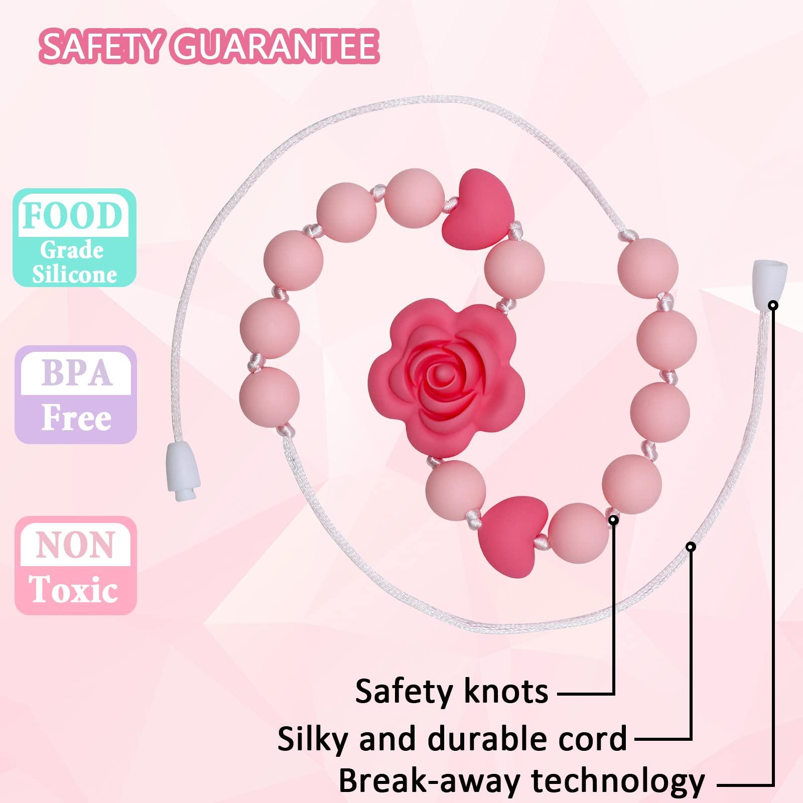 Flyaway Teething Necklaces for Baby Infant, 4pcs