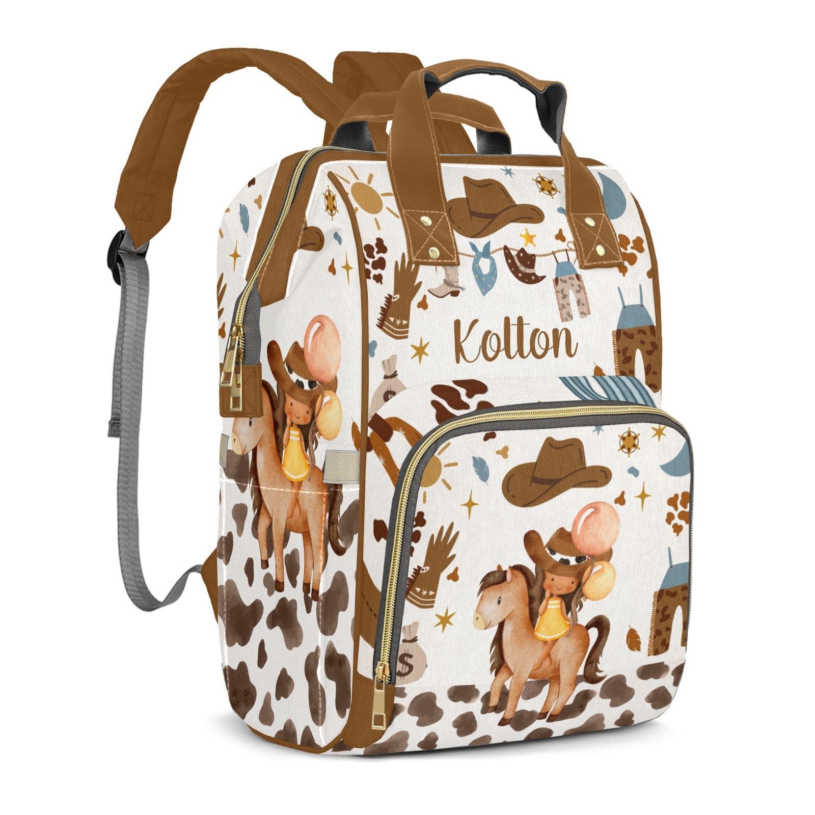 EasyeeUMe EasyeeUMe Rodeo Western Cowgirl Horse Balloon Personalized Large Capacity Diaper Bags,Custom Name Backpack Casual Daypack Bag Nappy Bag Gifts, Design 12, SFA055SS