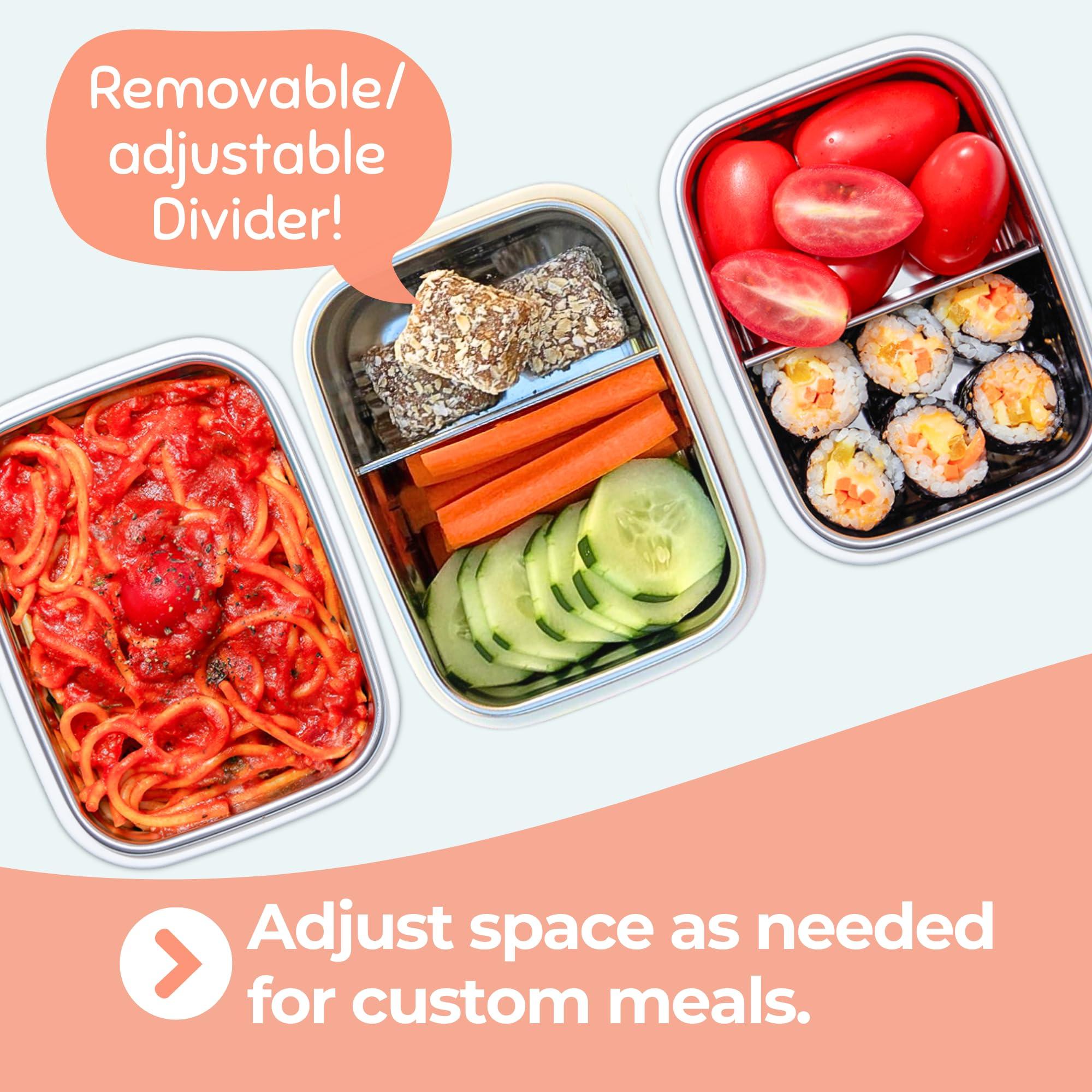 Innobaby Innobaby Keepin' Fresh Stainless Steel Divided Bento Snack Box with Lid for Kids and Toddlers BPA Free, 11 oz., Orange