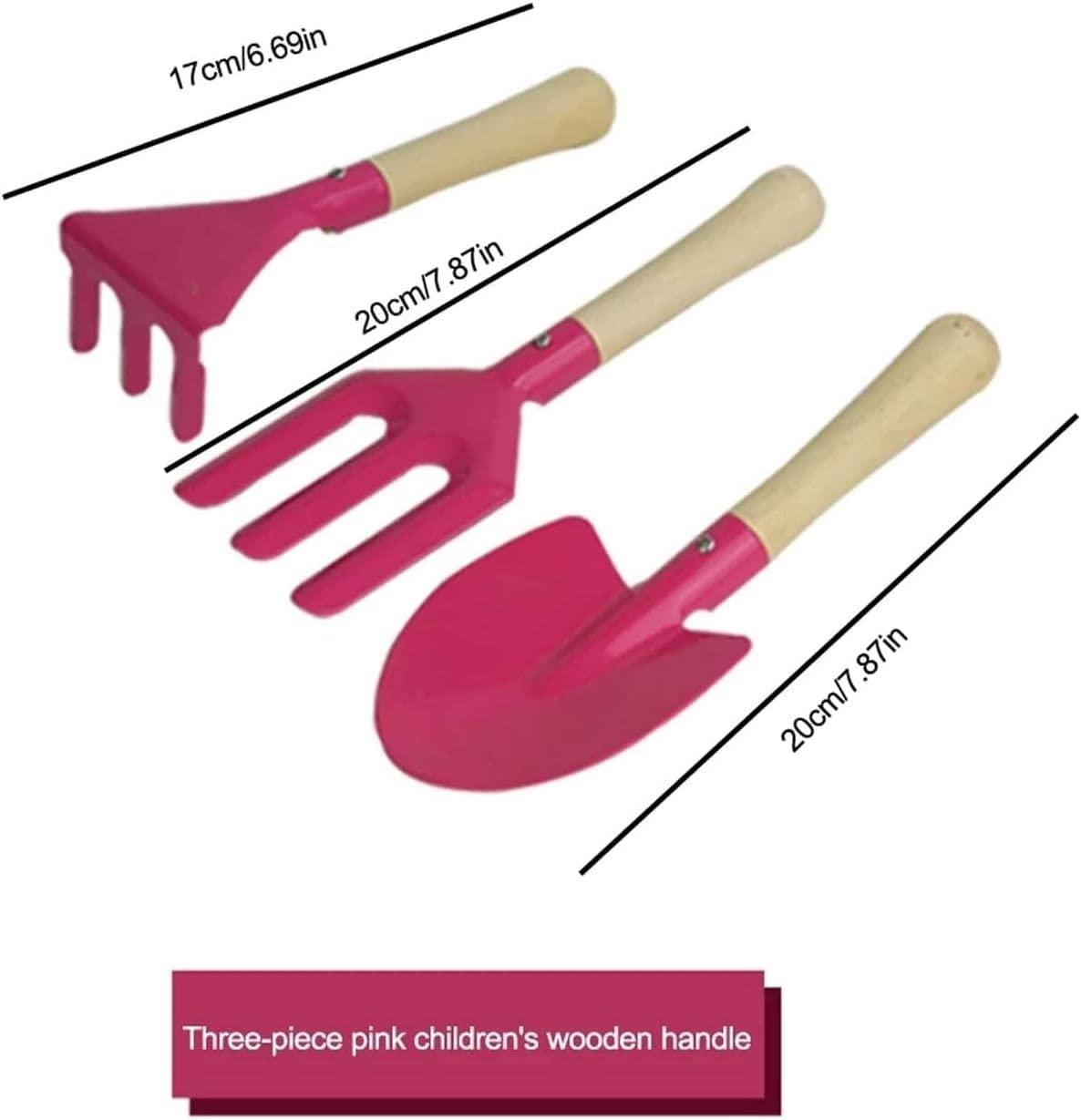 LIJBN Garden Tools Set 3 Piece, Heavy Duty Garden Tools Set, Succulent Kit for Plant Care SetIdeal Gardening Tool Kit Gifts for Parents and Kids Including Trowels, Hand rake Gardening Hand Tools