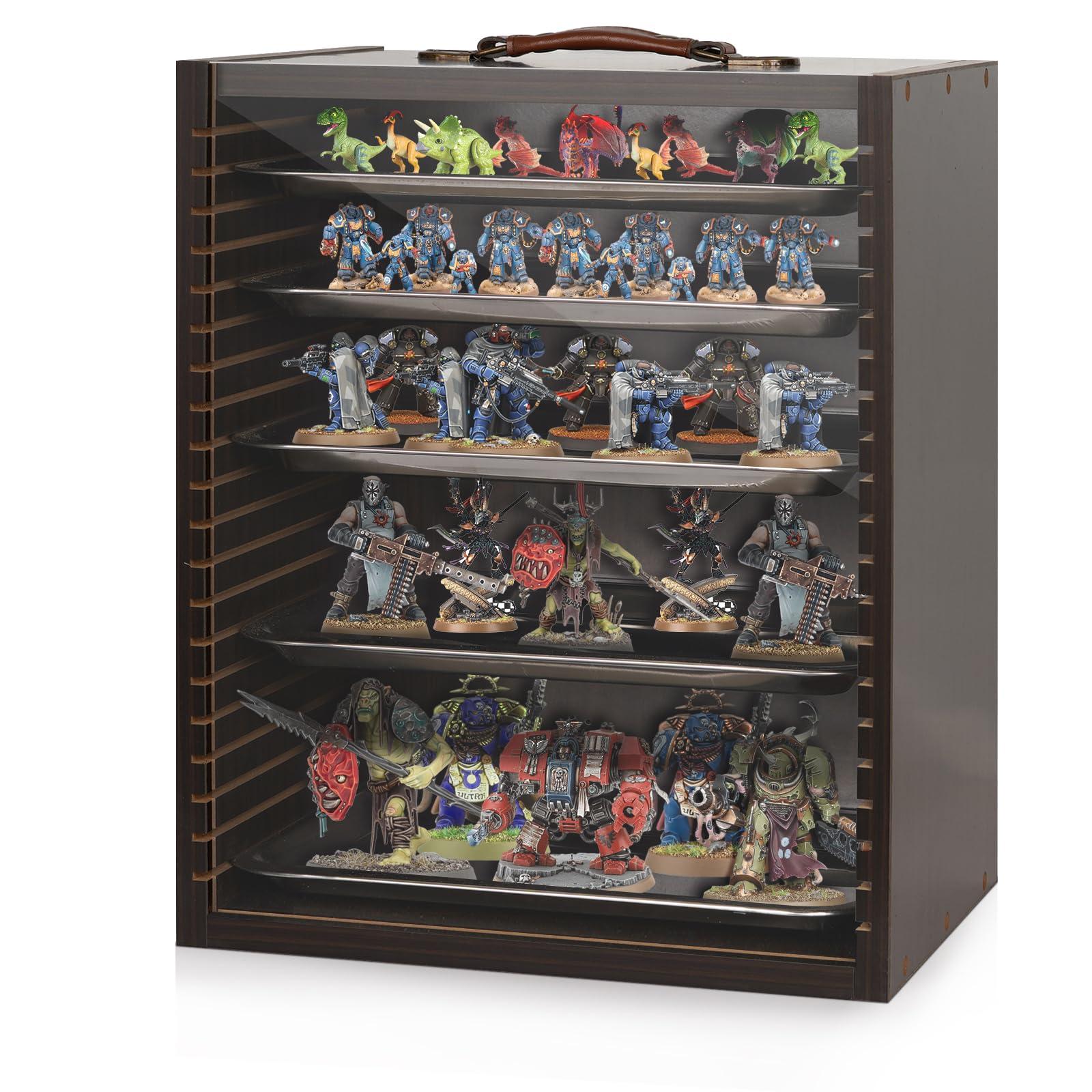 Cathyeen Cathyeen Miniature Display Case Display Cases for Collectibles Miniatures Storage Case Display Shelves Shelf for Collectibles for Mini Action Figures Valuable Collectibles or Crystal Stone (Black)