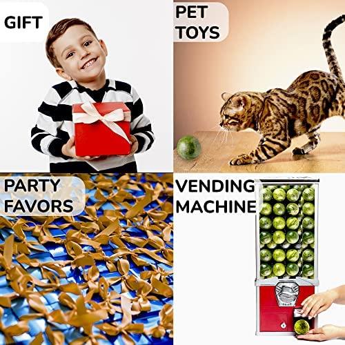 Entervending Entervending Bouncy Balls - Rubber Balls for Kids - Gold Bowling Bounce Balls - 50Pcs Large Bouncy Ball 45 mm - Super Ball Vending Machine Toys - Bouncing Balls Party Favors