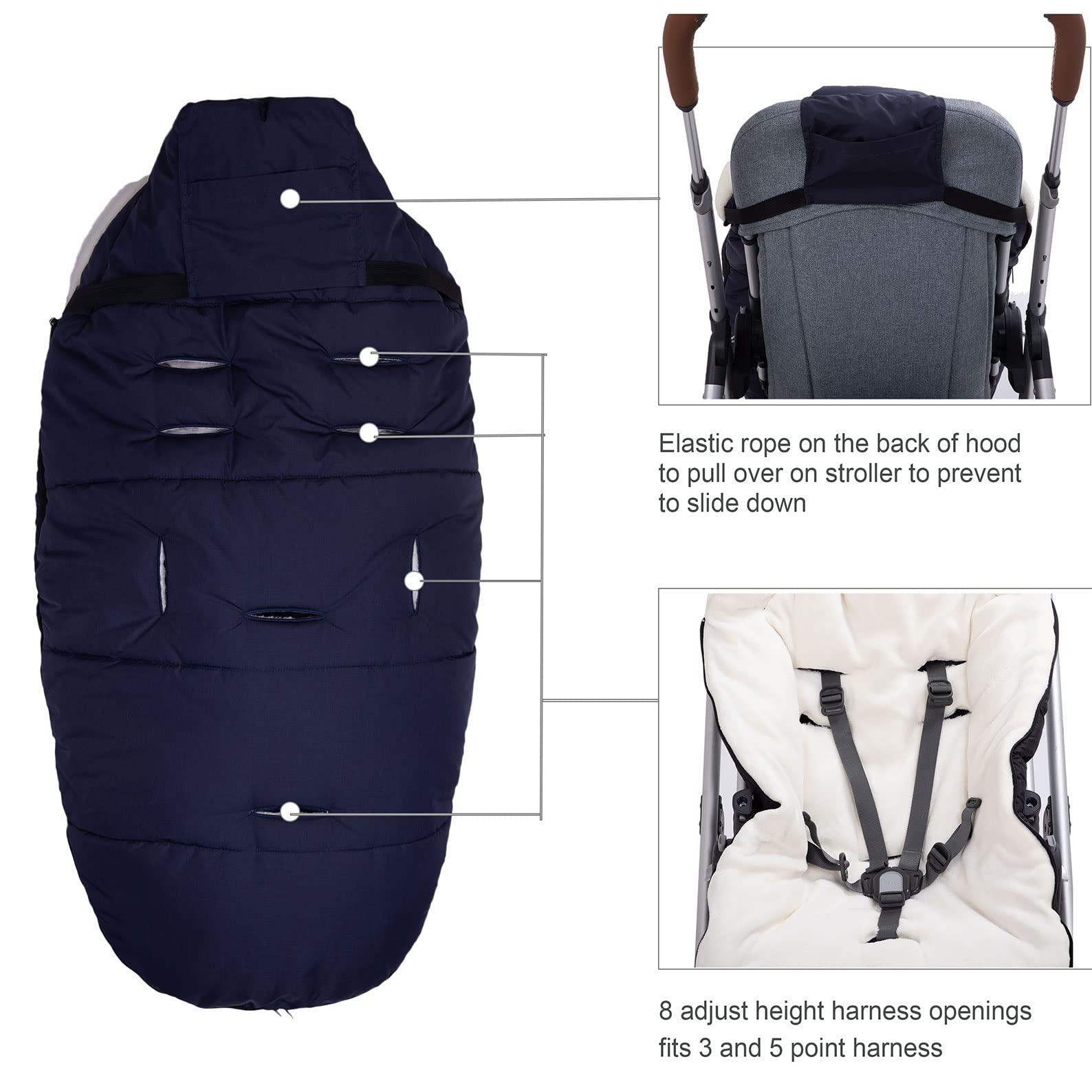 KZ Dotnz KZ Dotnz Universal Stroller Footmuff with Adjustable Zips, Soft Hood, Waterproof Warm Baby Stroller Bunting Bag