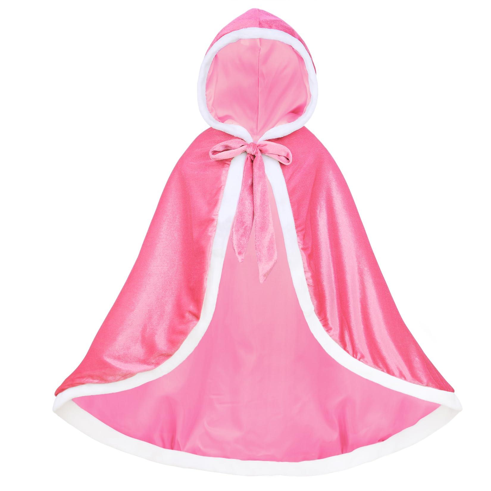 Century Star Century Star Girl Fur Princess Cape with Hood Girls Cloak for Little Girls Christmas Pink 2-3 Years