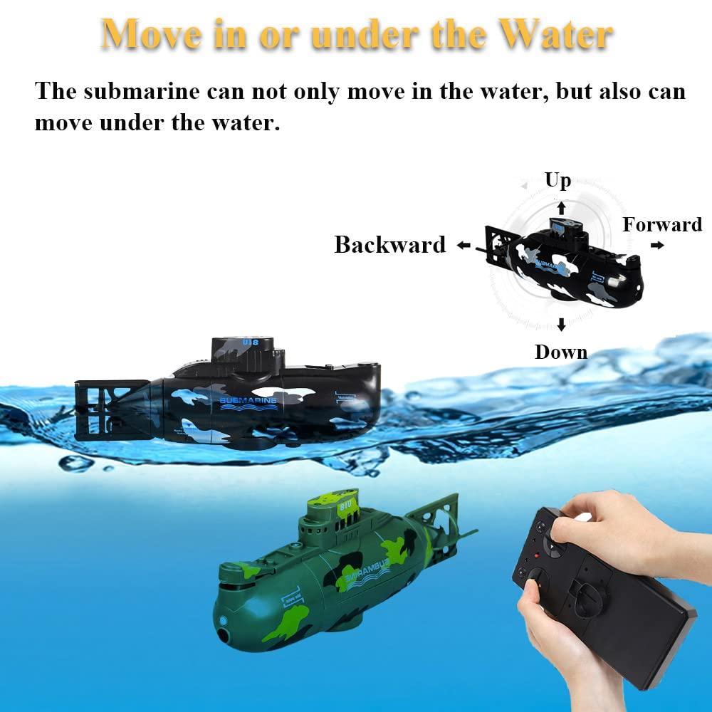 NEXTAKE NEXTAKE Remote Control Submarine Simulated Nuclear Submarine Model Toy Bathtub Fishtank SUB Toy Surface and Dive Pigboat Water Toy RC Submarine Toy (Green)
