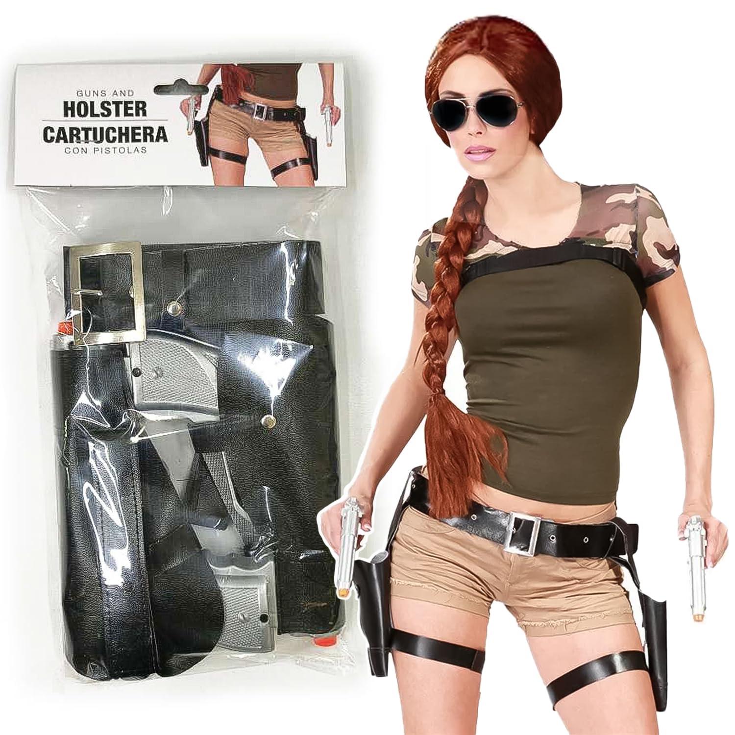 SeptCity Thigh Holster for Women, SEPTCITY Adjustable Leg Holsters for Toy Gun and Pistols, Cool Cowboy Toys Party Accessory Halloween Cosplay Police Costume for Women