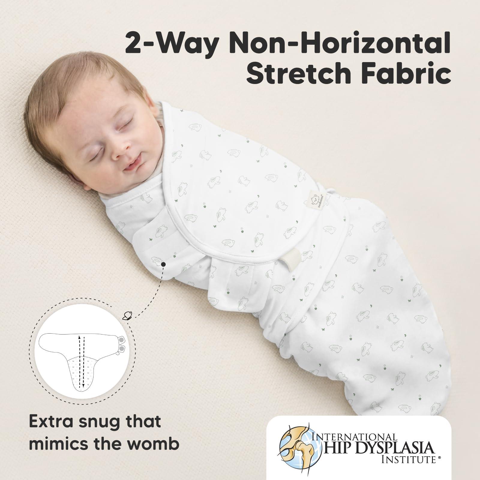 KeaBabies 3-Pack Organic Baby Swaddle Sleep Sacks - Newborn Swaddle Sack, Ergonomic Baby Swaddles 0-6 Months,Swaddles for Newborns, Baby Sleep Sack, Baby Swaddle Blanket Wrap,Baby Essentials(Bunnies, L)