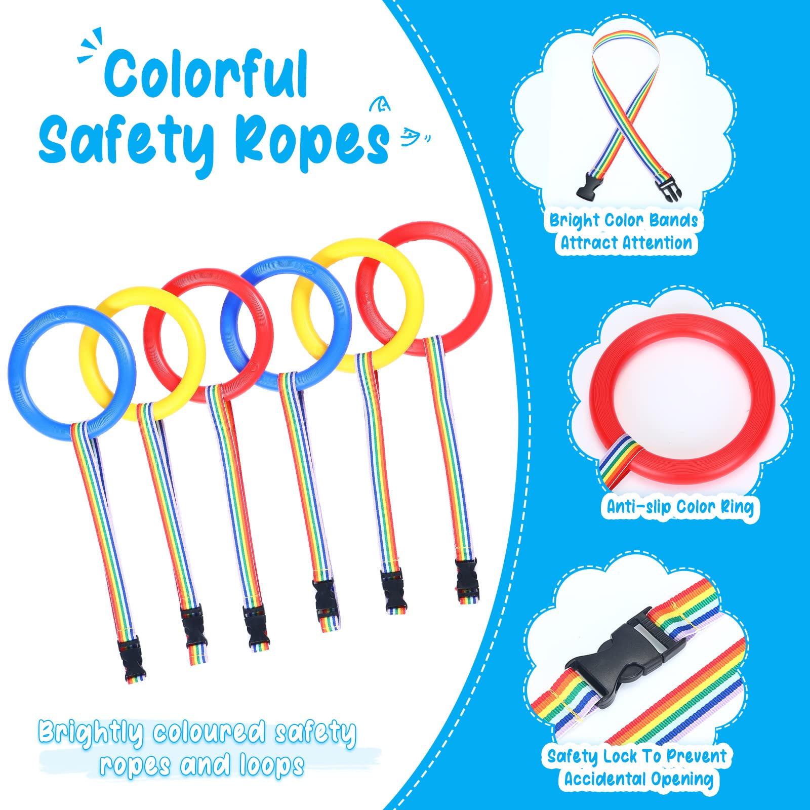 Shappy Shappy 6 Pcs Walking Rope for Preschool with Handles Preschool Rope for Walking in Line Colorful Outdoor Safety Daycare Rope for Kids Children Toddlers Schools Teachers Kindergarten(Red Yellow Blue)