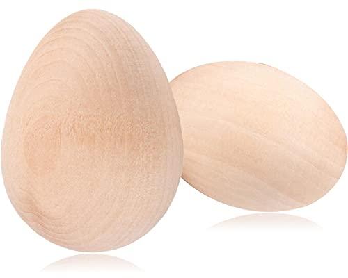 YMrott YMrott 20 Pack Unpainted Wooden Eggs Smooth Fake Easter Egg Hunt for Wood Crafts Dcor Gifts, 2-1/2 Inches