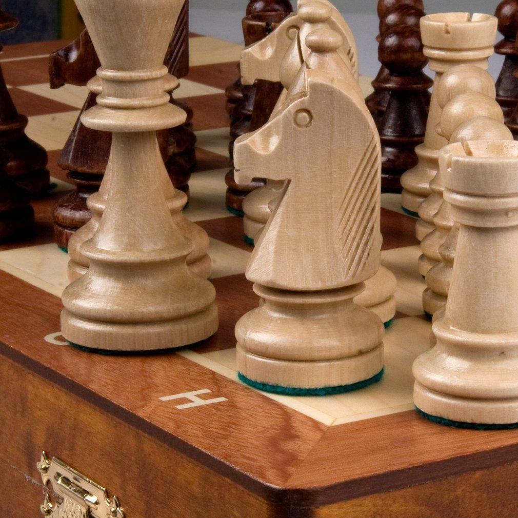 Wegiel Wegiel Handmade European Professional Tournament Chess Set With Wood Case - Hand Carved Wood Chess Pieces & Storage Box To Store All The Piece