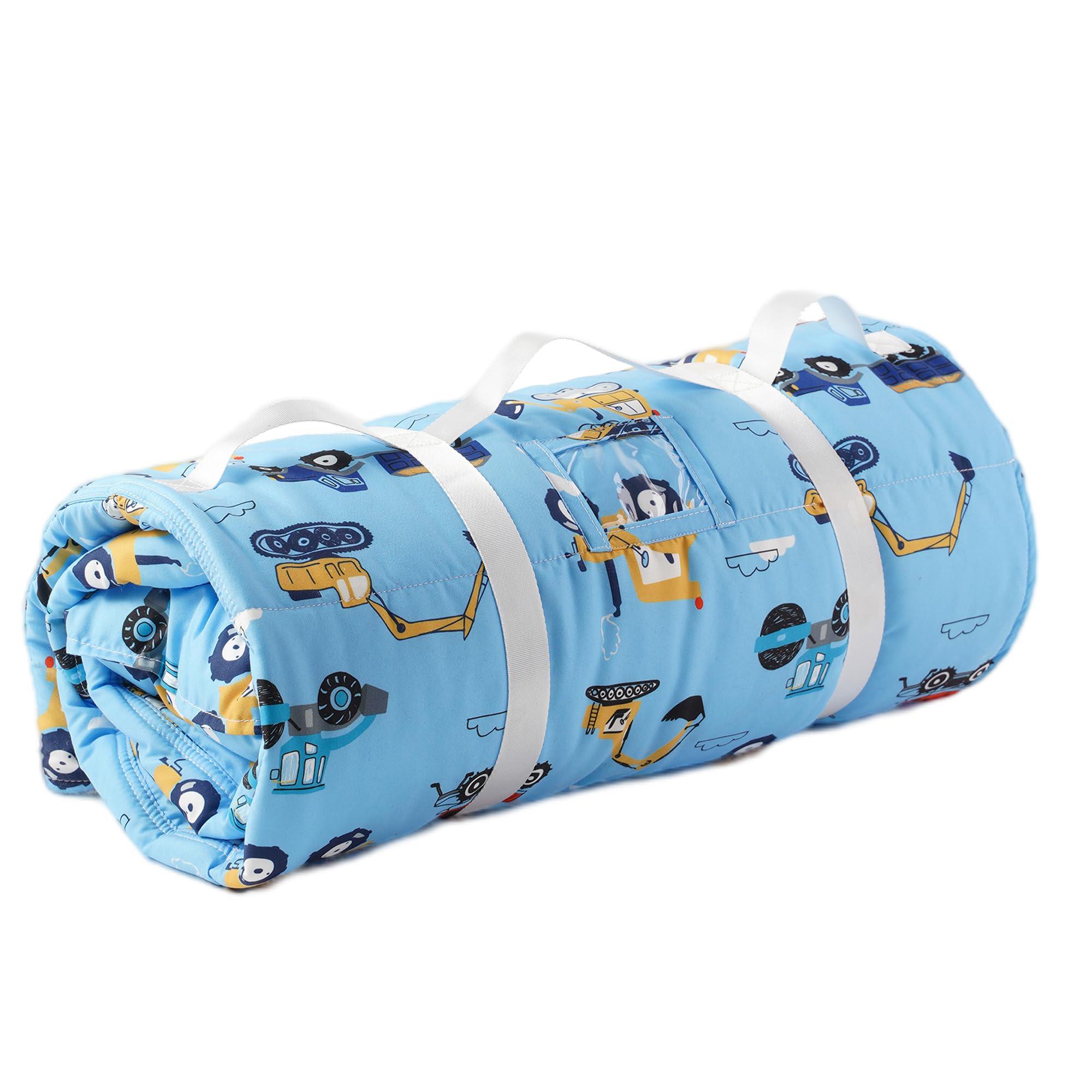 Bunnikins & Clover Bunnikins & Clover Toddler Nap Mat with Removable Pillow & Minky Blanket, Roll Up Nap Mats for Preschool, Soft Kids Sleeping Mat for Boys Girls Kindergarten Daycare