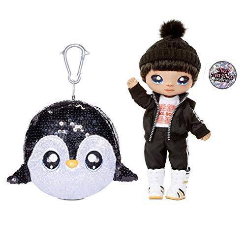 Na! Na! Na! Surprise Na! Na! Na! Surprise 2-in-1 Boy Fashion Doll and Sparkly Sequined Purse Sparkle Series – Andre Avalanche, 7.5" Penguin Boy Doll