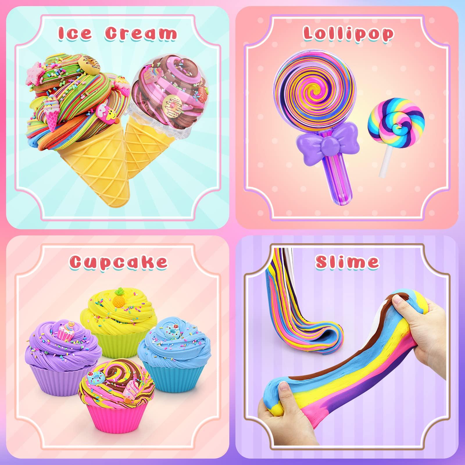 Elover Elover Ice Cream Slime Kit for Girls and Boys Fluffy DIY Slime Toys Gifts Make Ice Cream Slimes 6 Color