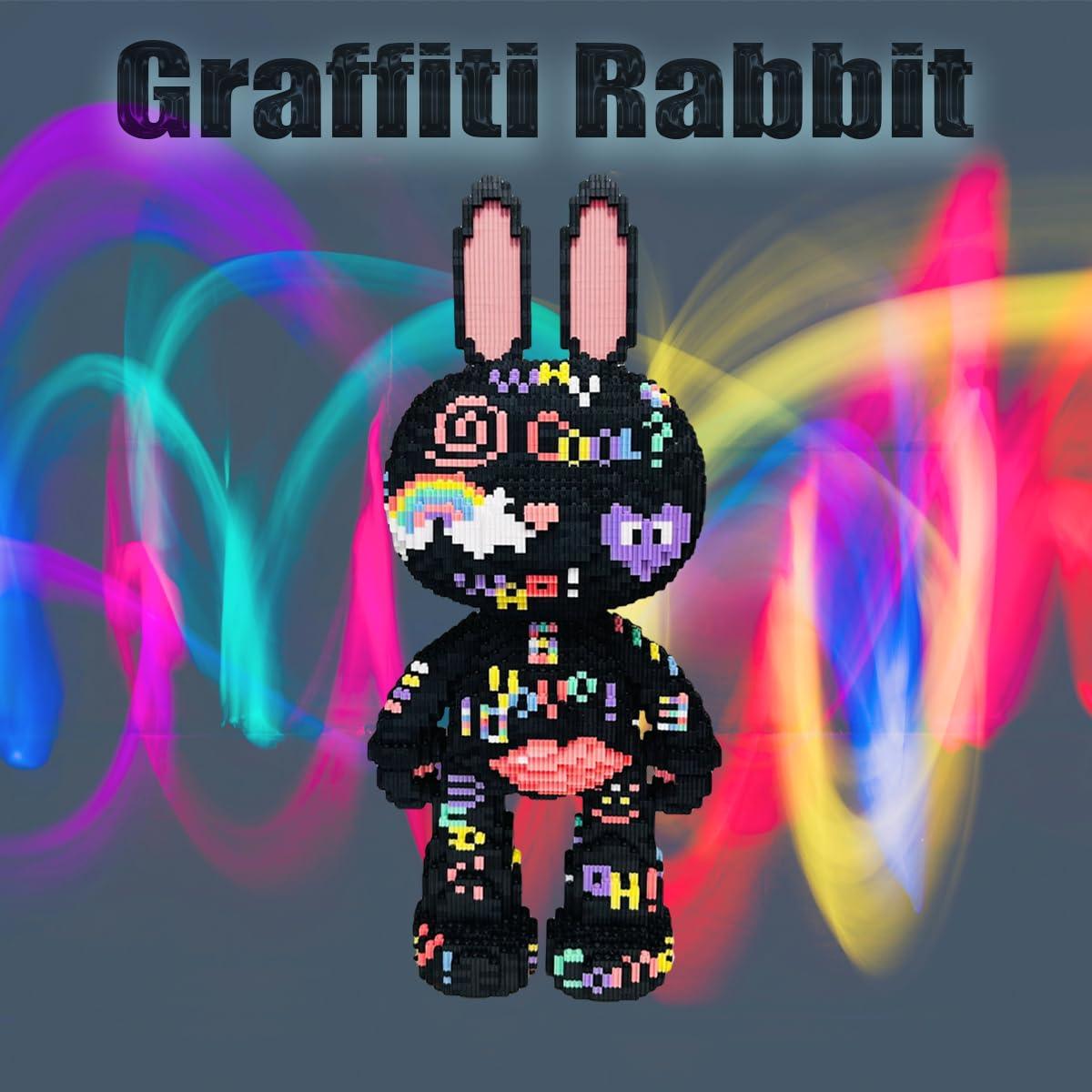 HONLANCH HONLANCH Animal Graffiti Rabbit Micro Building Blocks Set8000PCS 55cm High Series Gift for Adults and Kids