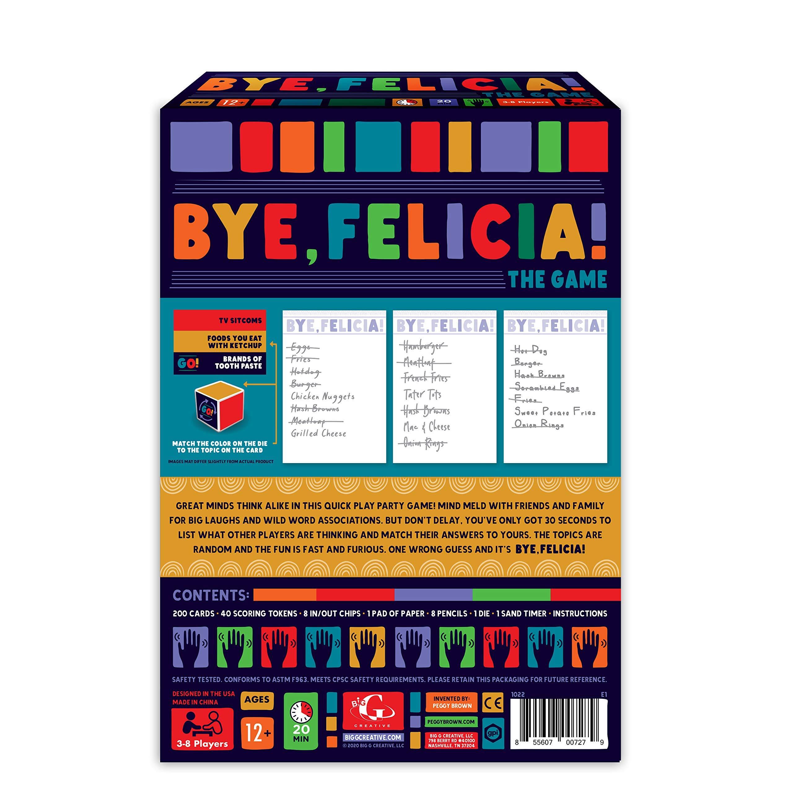Big G Creative Big G Creative: Bye, Felicia! Party Game,The Fast-Paced Board Game with a Goodbye Diss, For Teens & Adults, 3 to 8 Players, For Ages 12 and up