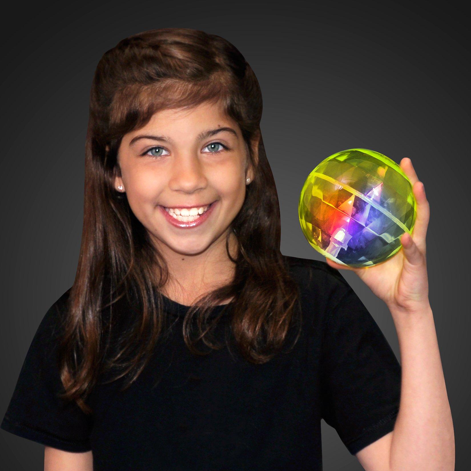 FlashingBlinkyLights 4" Big Assorted Colors Light up Bouncy Balls with Flashing LEDs (Set of 6)