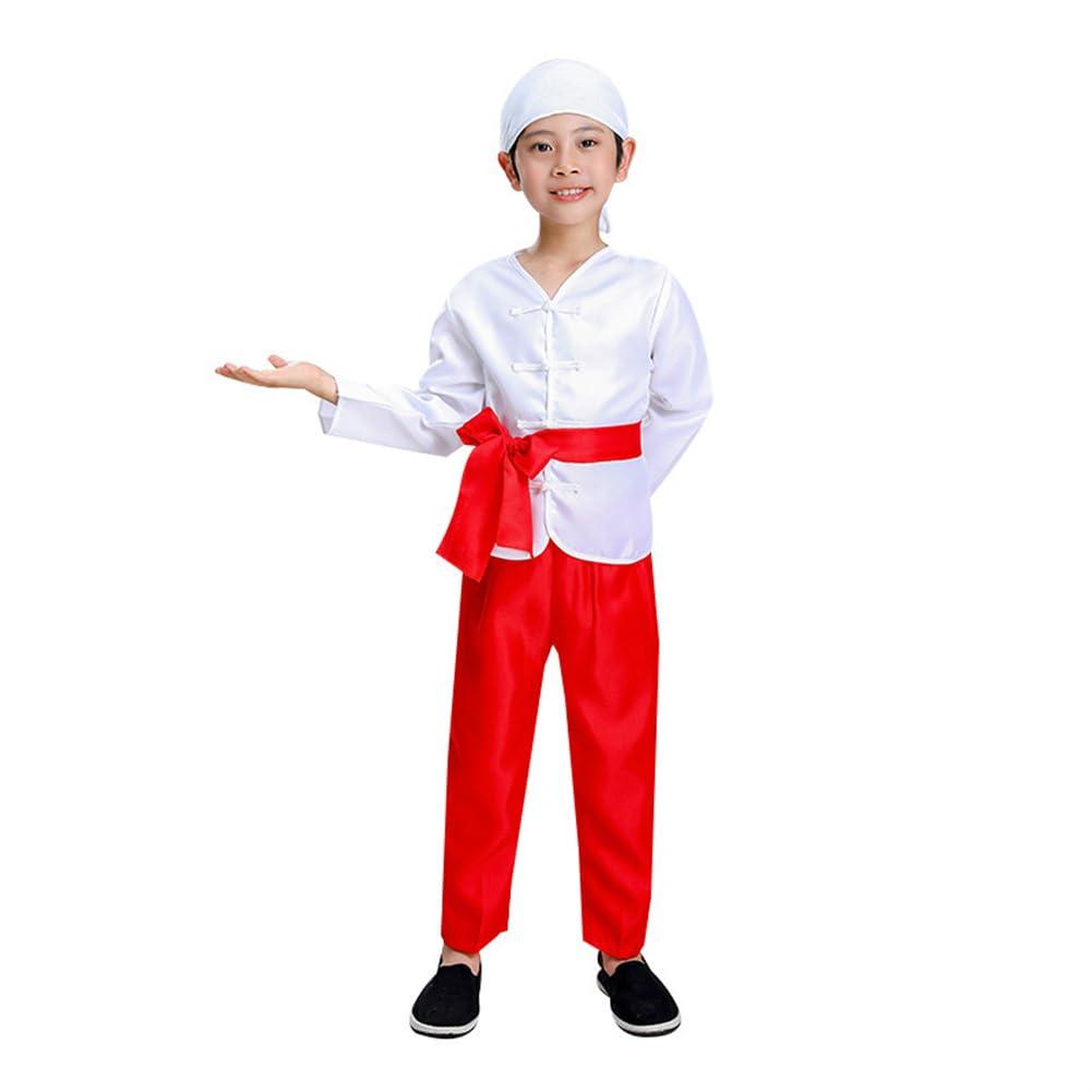 AINIFU AINIFU Chinese Farmer Hanfu for Boys Modern Drama Performance Cosplay Costume Ancient Server Uniforms
