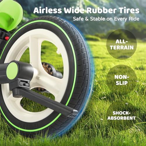 JMMD JMMD Toddler Bike with Push Handle for Kids 18-60 Months, 6 in 1 Foldable Push Bike with Training Wheels, Pedals, Brakes, Kickstand, Kid Balance Bike Gift & Toys for Boy & Girl, Green