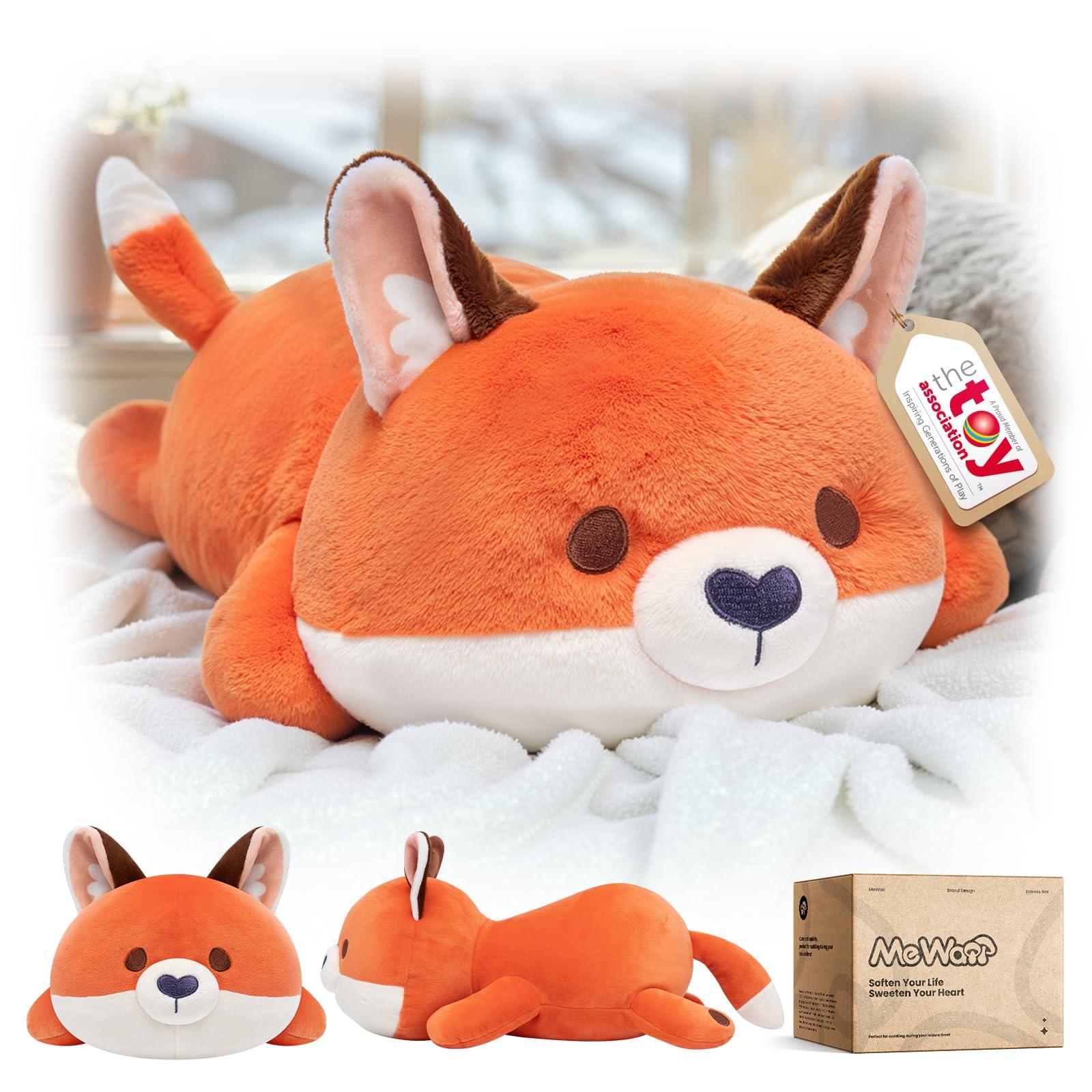 Mewaii Mewaii Cute Fox Plush Pillow, Kawaii Plushies Red Fox Stuffed Animals, Squishy Plushies, Cuddle Plush Pillow for Boys & Girls