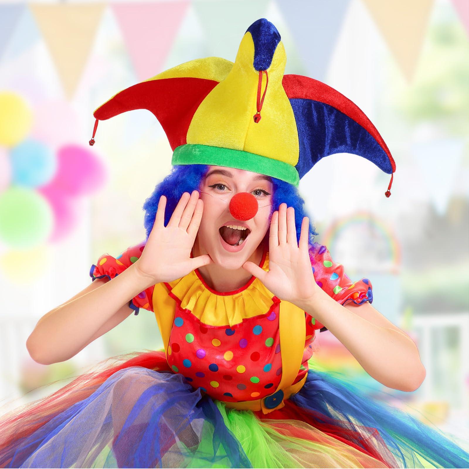 Didiseaon 2Pcs Jester Hat Jester Clown Hat with Bells, Funny Headwear Jester Costume Accessory for Halloween Mardi Gras Carnival Mexico Festival Party Decor