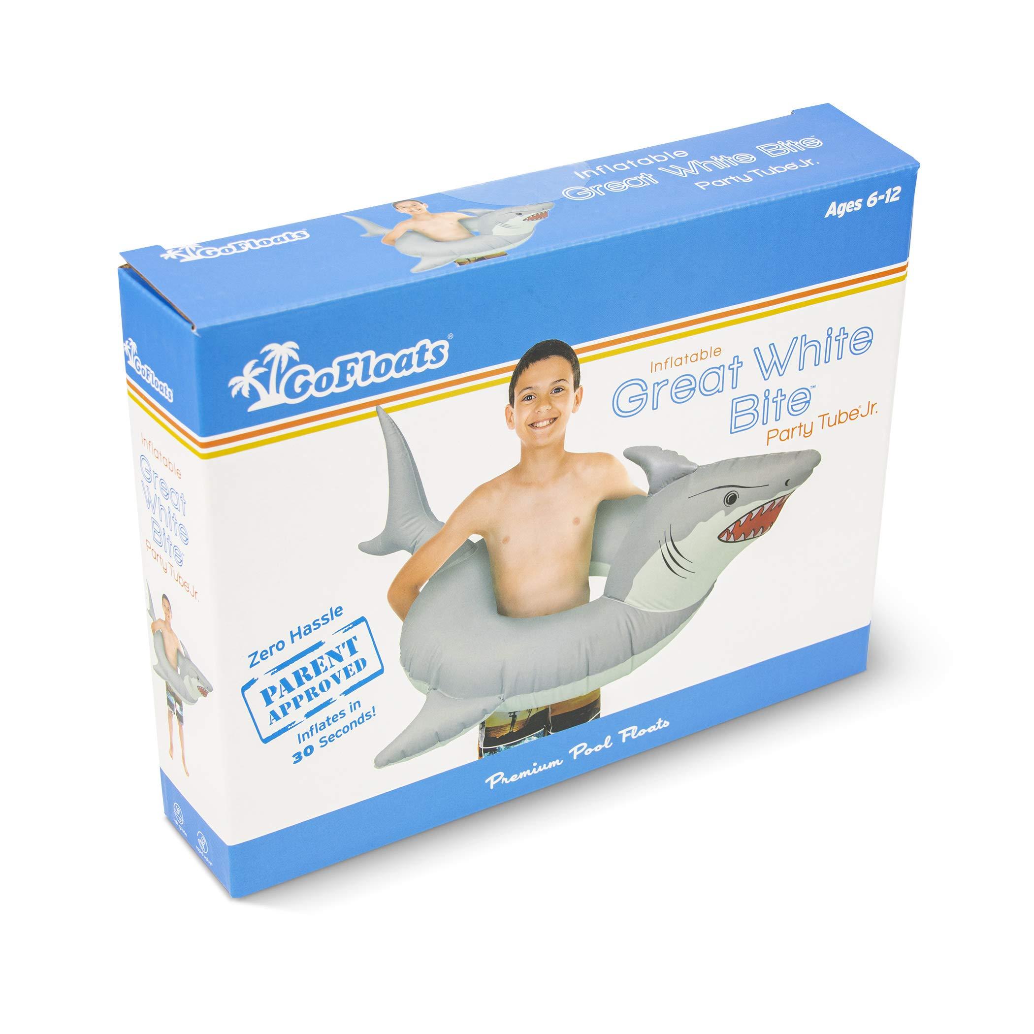 GoFloats GoFloats 'Great White Bite' Shark Pool Float Party Tube - Inflatable Rafts, Adults & Kids