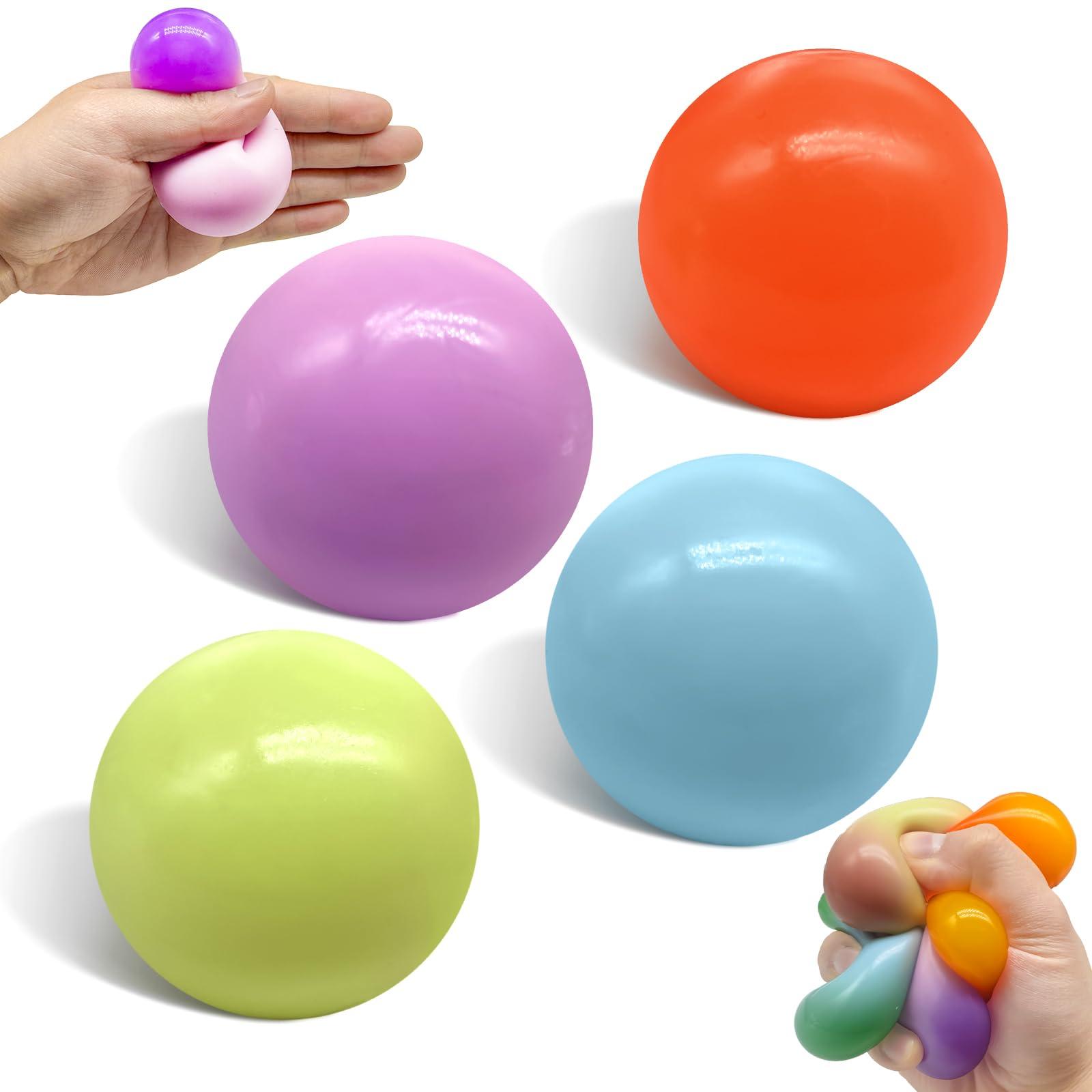 AiSiXin Sensory Stress Balls 4-Pack, Squishy Stress Balls, Squishy Fidget Toys for Kids and Adults, Soft Squeeze Balls Sensory Toys, Strecthy Stress Relief Toys for Autism