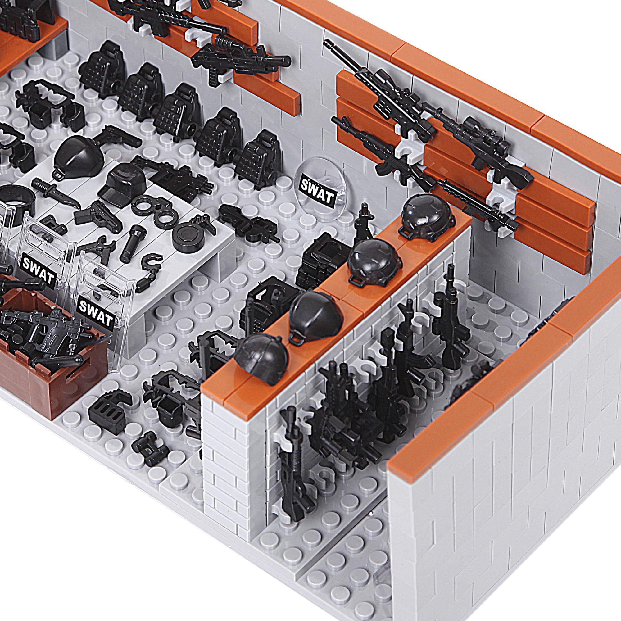 FANLANTEE Military Base Army Base Building Blocks Sets WW2 Battle Brick Armory Swat Team Weapons Pack Toys Compatible with Major Brands Bricks(568 Pcs)