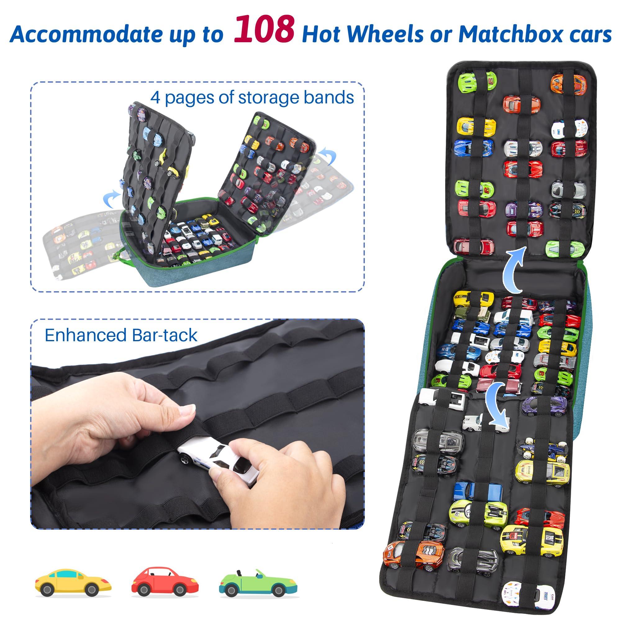 KISLANE KISLANE Ultimate Toy Cars Storage, Versatile Dual Compartment Toy Cars Case with 4 Storage Pages, Holds 108 Cars - Perfect Toy Cars Carrying Case and Matchbox Cars Storage Case(Bag Only,Blue)