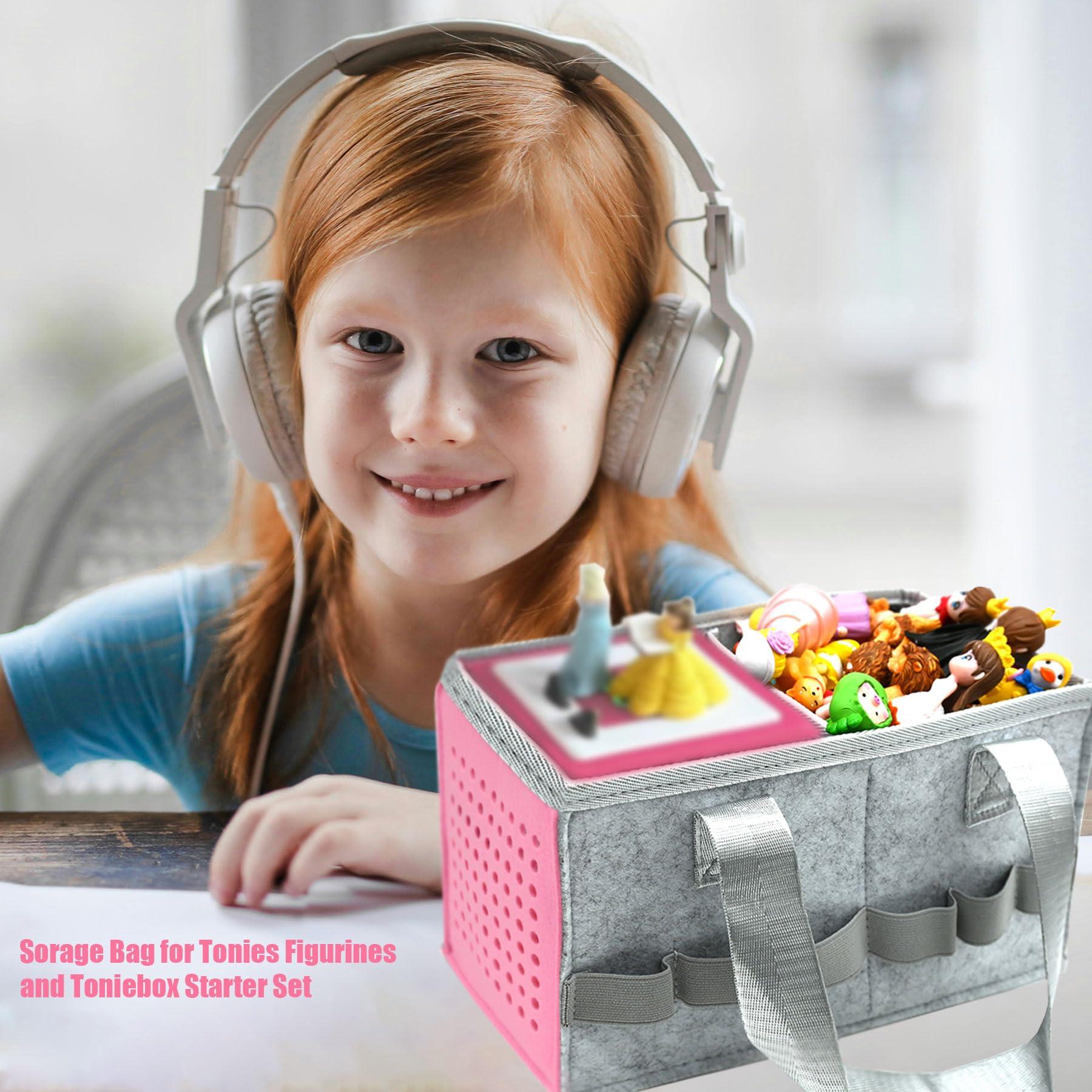 AZTOPA AZTOPA Travel Carrying Case Compatible with Toniebox Audio Player Starter Set,Educational Musical Toy Storage Bag Folding Hand Bag for Tonies Figurines (Pink)