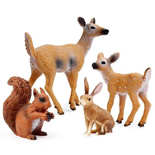 UANDME 10pcs Forest Animals Figures, Woodland Creatures Figurines, Miniature Toys Cake Toppers