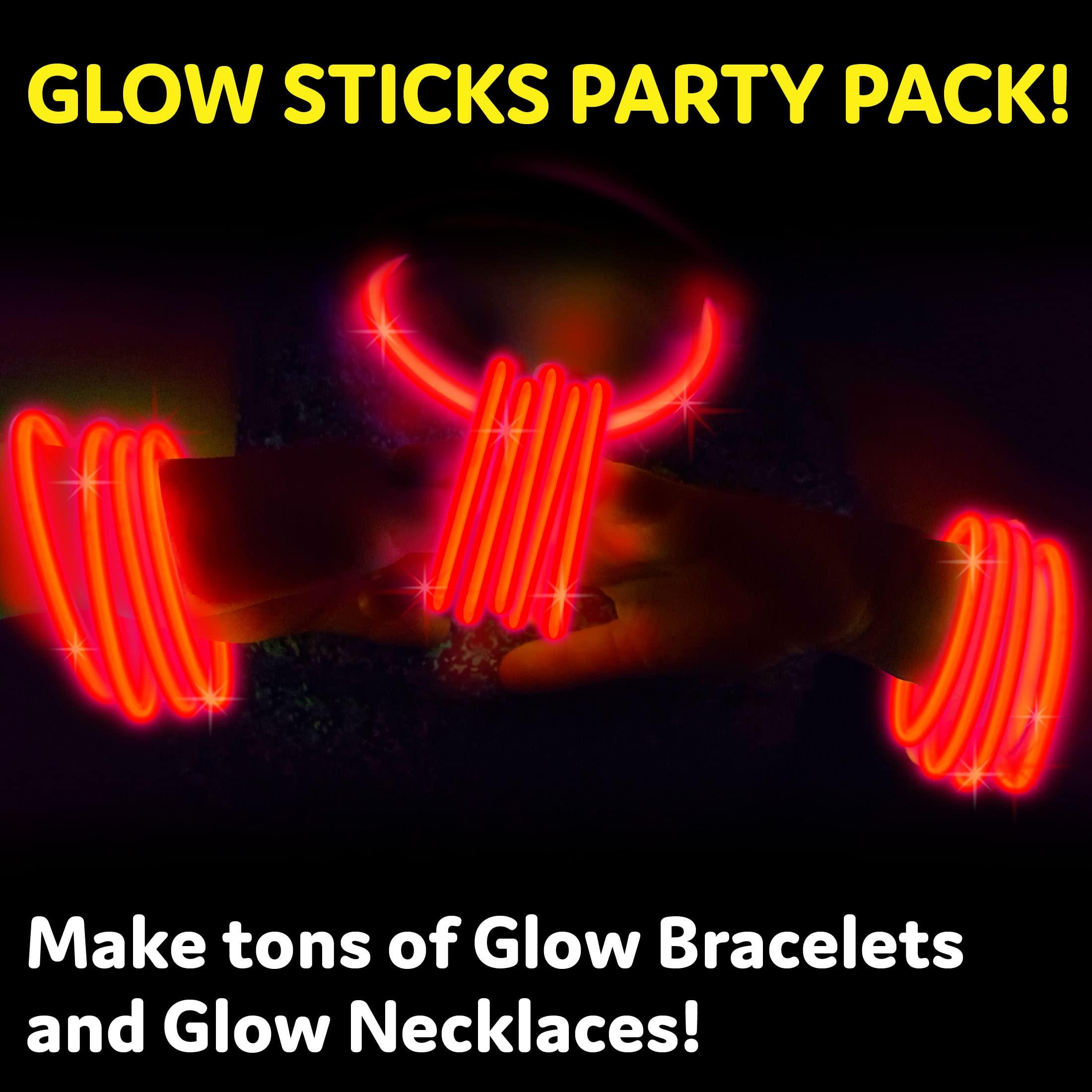 PartySticks PartySticks Red Glow Sticks Party Supplies 100pk - 8 Inch Glow in The Dark Light Up Sticks Party Favors, Glow Party Decorations, Neon Party Glow Necklaces and Glow Bracelets with Connectors