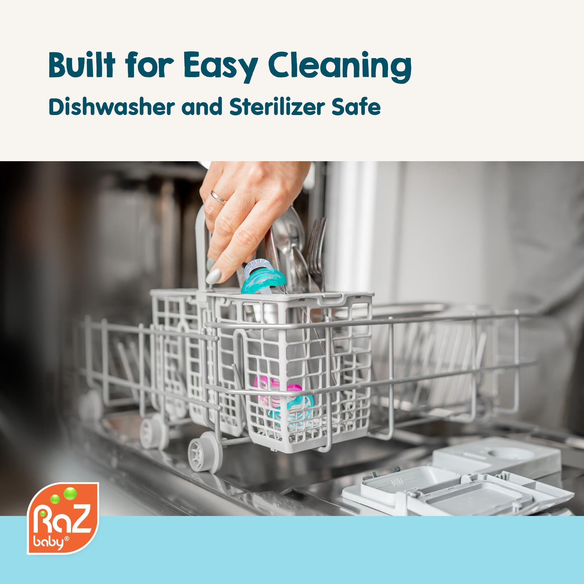 RAZBABY RaZbaby Jollypop Pacifier for Babies 3 Months and Up, USA Made, Natural Shaped Orthodontic Binky, Lovingly Shared in NICUs & Hospitals Worldwide, Medical-Grade 100% BPA-Free - 2 Pack - Teal