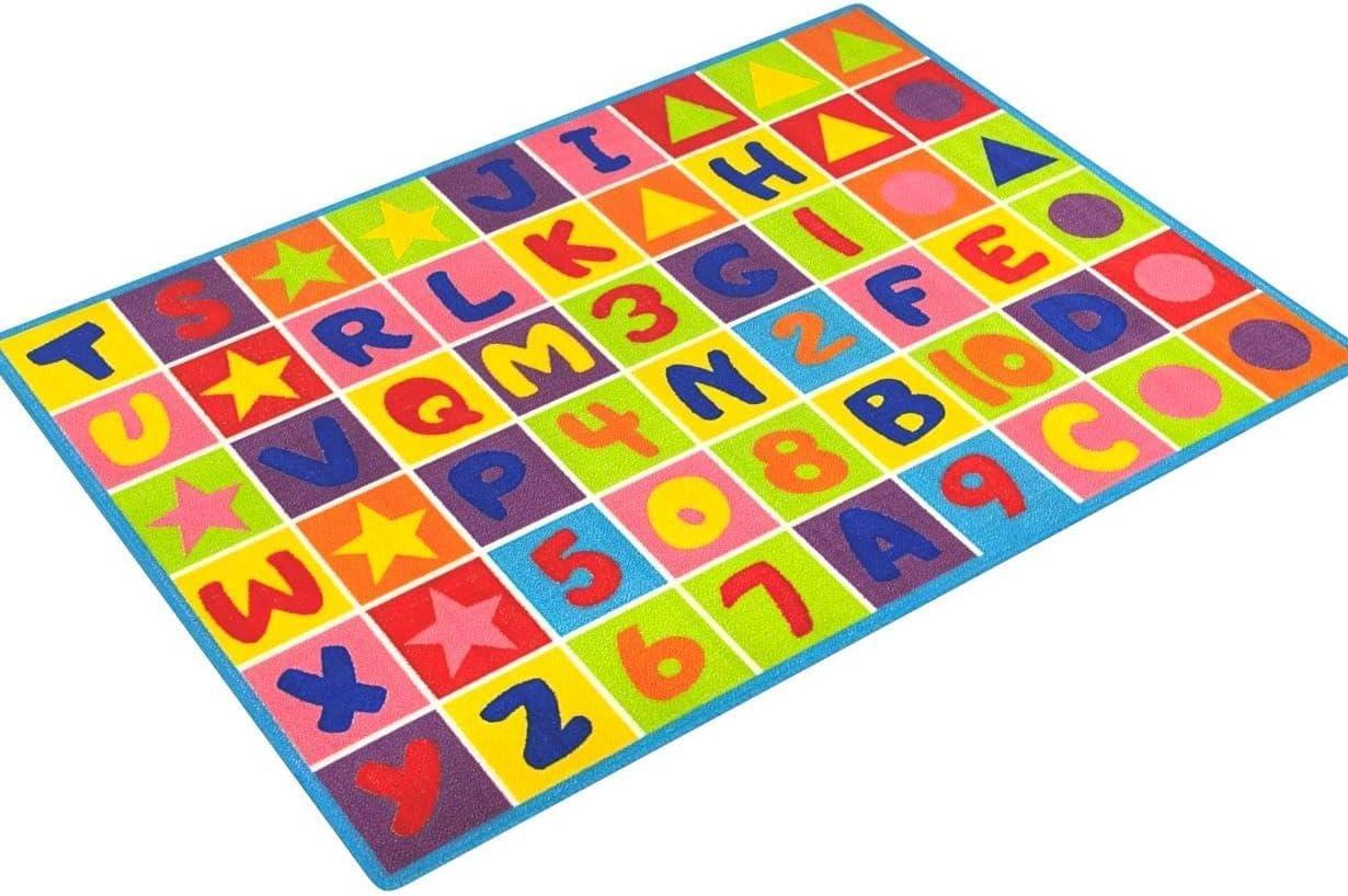 champion rugs champion rugs Kids/Baby Room Area Rug Abc's Alphabet Letters Numbers Fun Educational Sit Spot Shapes Non-Slip Gel Back Bright Colorful Vibrant Colors (5 Feet X 8 Feet)