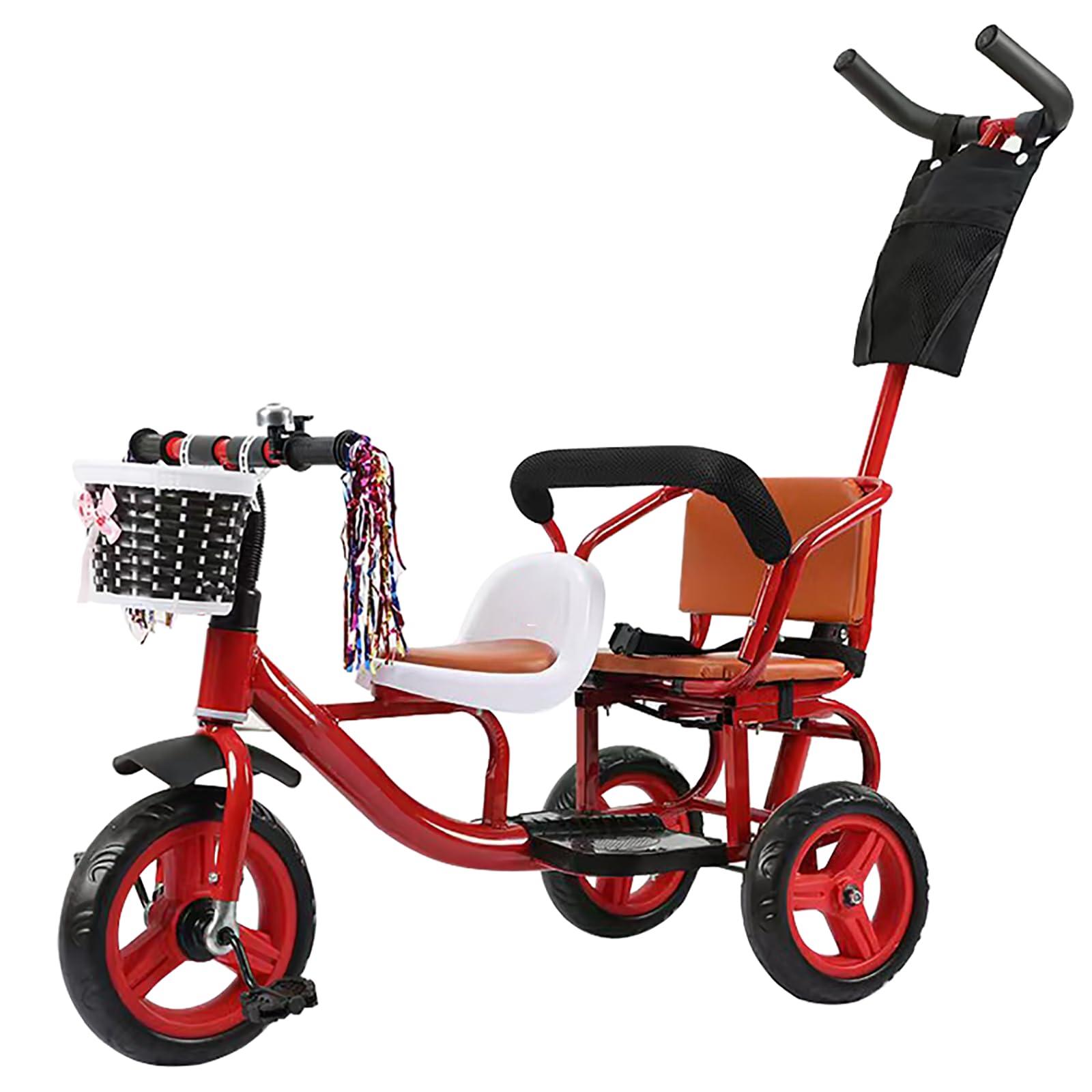 JIYIAN JIYIAN Red, High Carbon Steel Two-Person Children's Tricycles/Soft and Comfortable Pedal Tricycle Can Take People/Baby Balance Bike Bicycles
