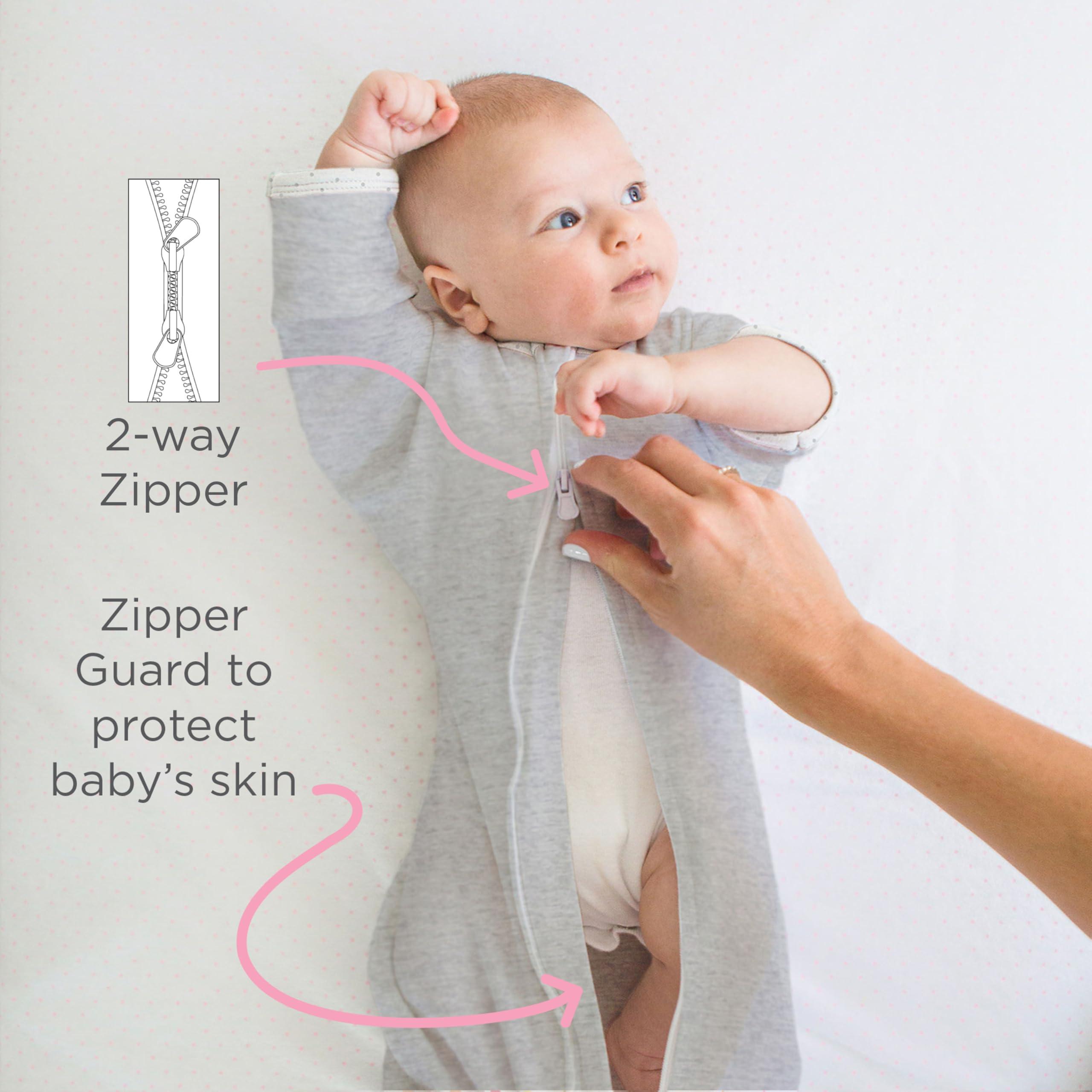 SwaddleDesigns SwaddleDesigns Transitional Swaddle Sack, Arms Up Half-Length Sleeves & Mitten Cuffs, Swaddle for Newborn Transition to Baby Sleep Sack Wearable Blanket, Medium, 3-6 Month, 14-21 lb, Heathered Denim
