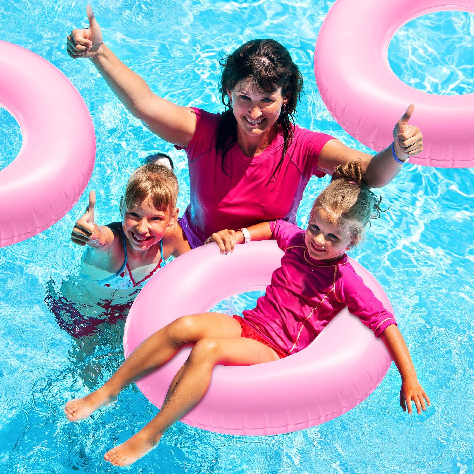 Gemscream Gemscream 8 Pcs Large Inflatable Pool Float 36 Inches Swimming Ring Pool Floats Adult Inflatable Tube for Summer Vacation Beach River Bachelorette Wedding Party Supplies(Pink)