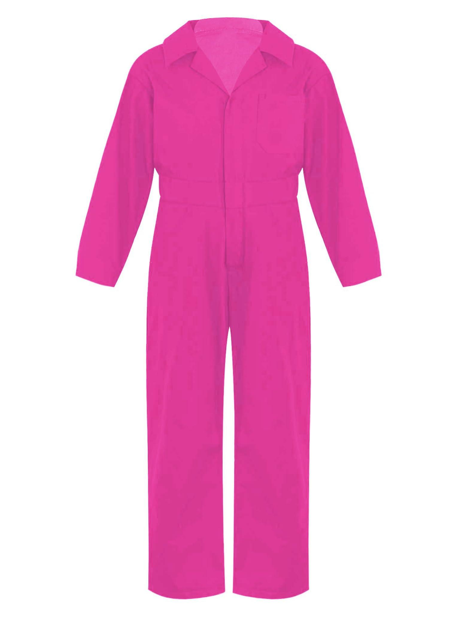 Shinsto Shinsto Kids Boys Girls Mechanic Costume Coverall Flight Suit Jumpsuit Dance Costume Halloween Cosplay Hot Pink 14 Years
