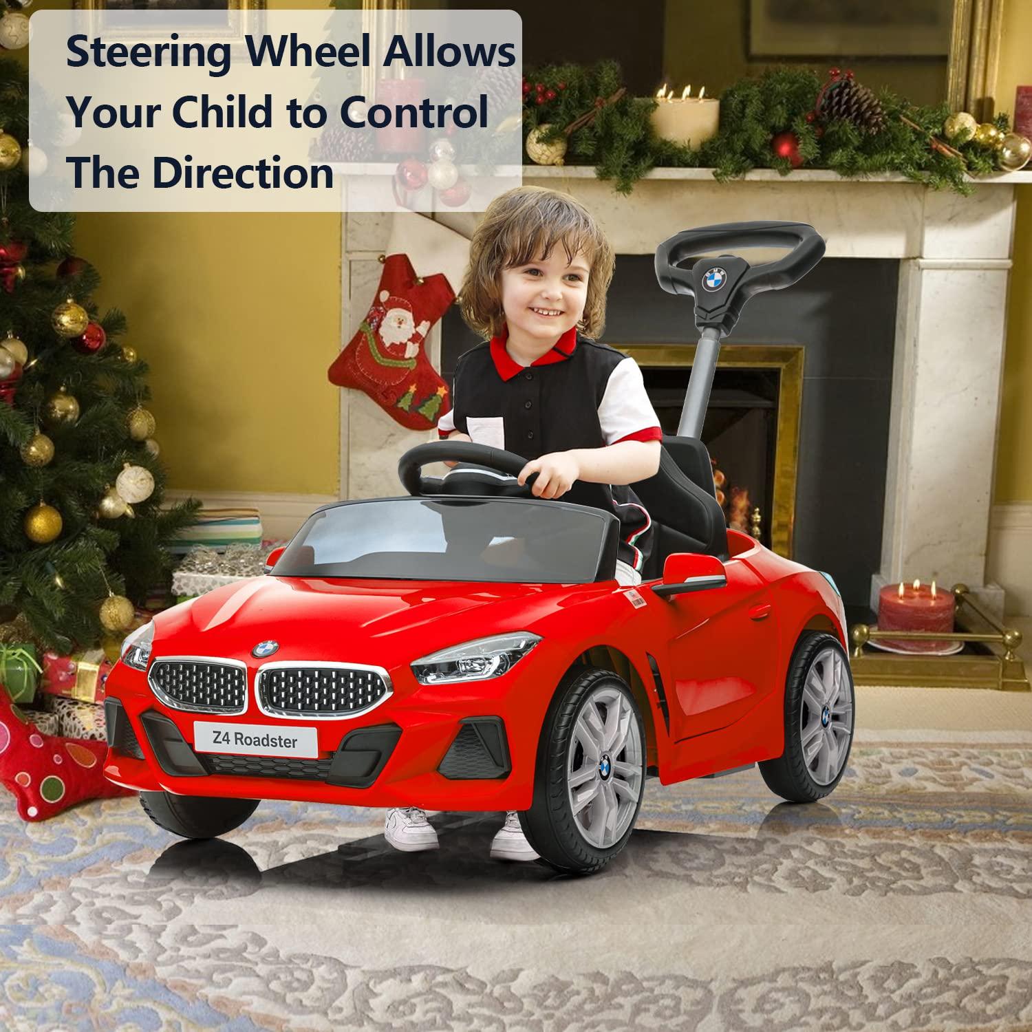 Voupou Voupou Push Ride-on Car for Toddlers 1-5, Licensed BMW Z4 Toddler Push Car with Adjustable Push Rod/Horn Music/Silent Wheel, Push Car for Baby Birthday Gift (Red)