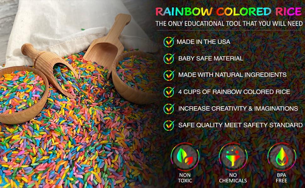 Sensory-N-Stuff Sensory-N-Stuff Rainbow Rice Sensory Bin Filler for Sensory Table - Colored Rice for Sensory Play (4 Cups - 2LB)