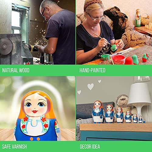 AEVVV AEVVV Russian Matryoshka Dolls Set of 7 pcs - Nesting Dolls in Finnish Folk Costume Munsala - Hand Painted Baboushka Nesting Dolls in Scandinavian Dress