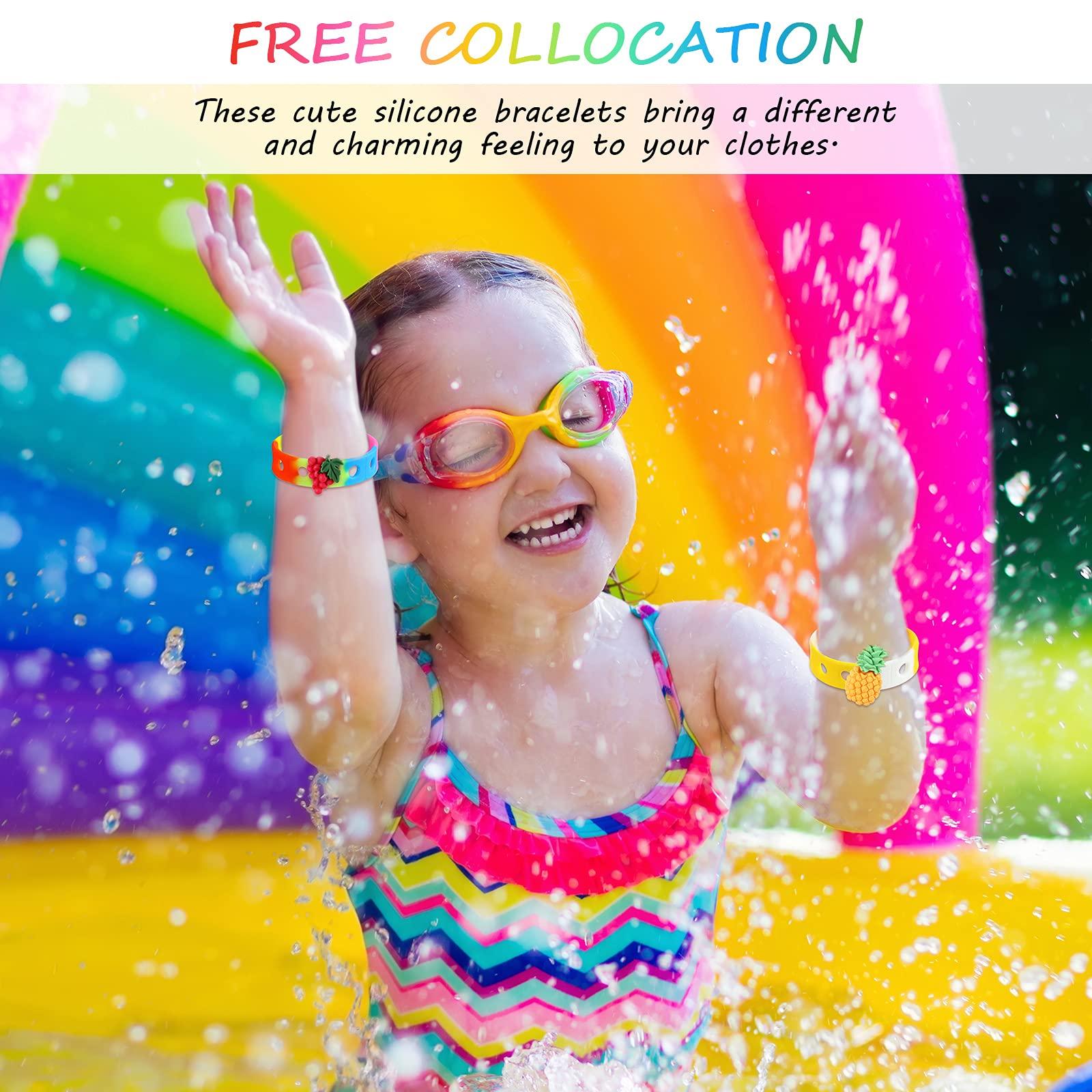 MTLEE MTLEE 36 Pieces Silicone Wristbands Adjustable Cute Wristbands for Girls Swimming Identify Shoe Birthday Presents, 12 Colors(7 Inch,Classic Color)