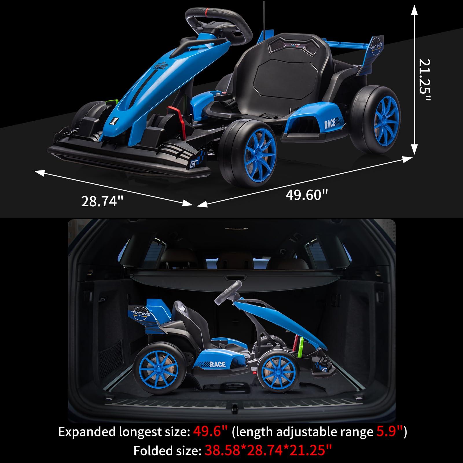 Hipicute 24V Go Kart, Electric Drift Kart Car with Adjustable Seat, Outdoor Ride On Toy with Variable Speed Mode, High-Speed Racing and Immersive Gaming Combo for Kids 6+ Years Old