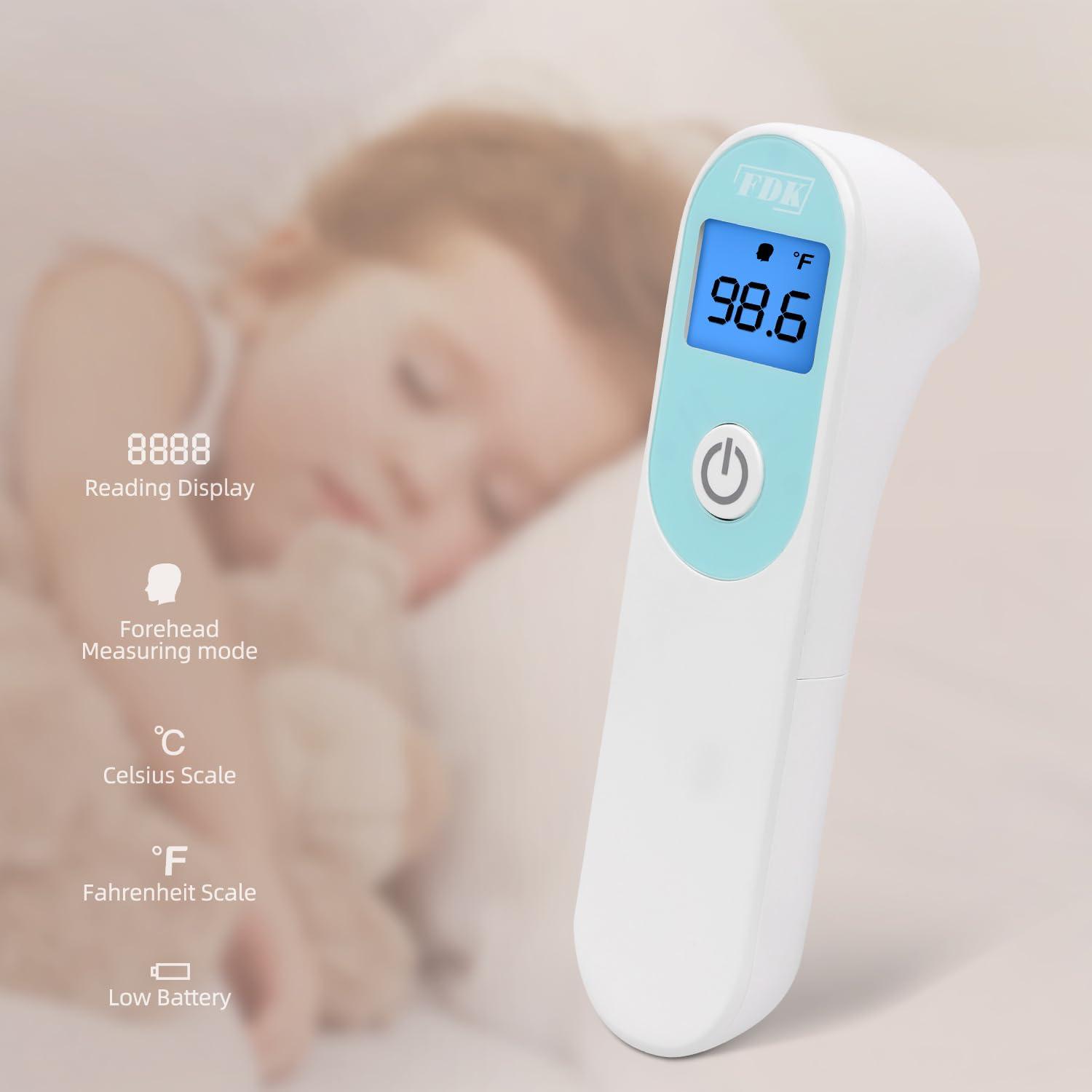 FDK Digital Forehead Thermometer - Contactless Infrared for Babies, Kids, and Adults