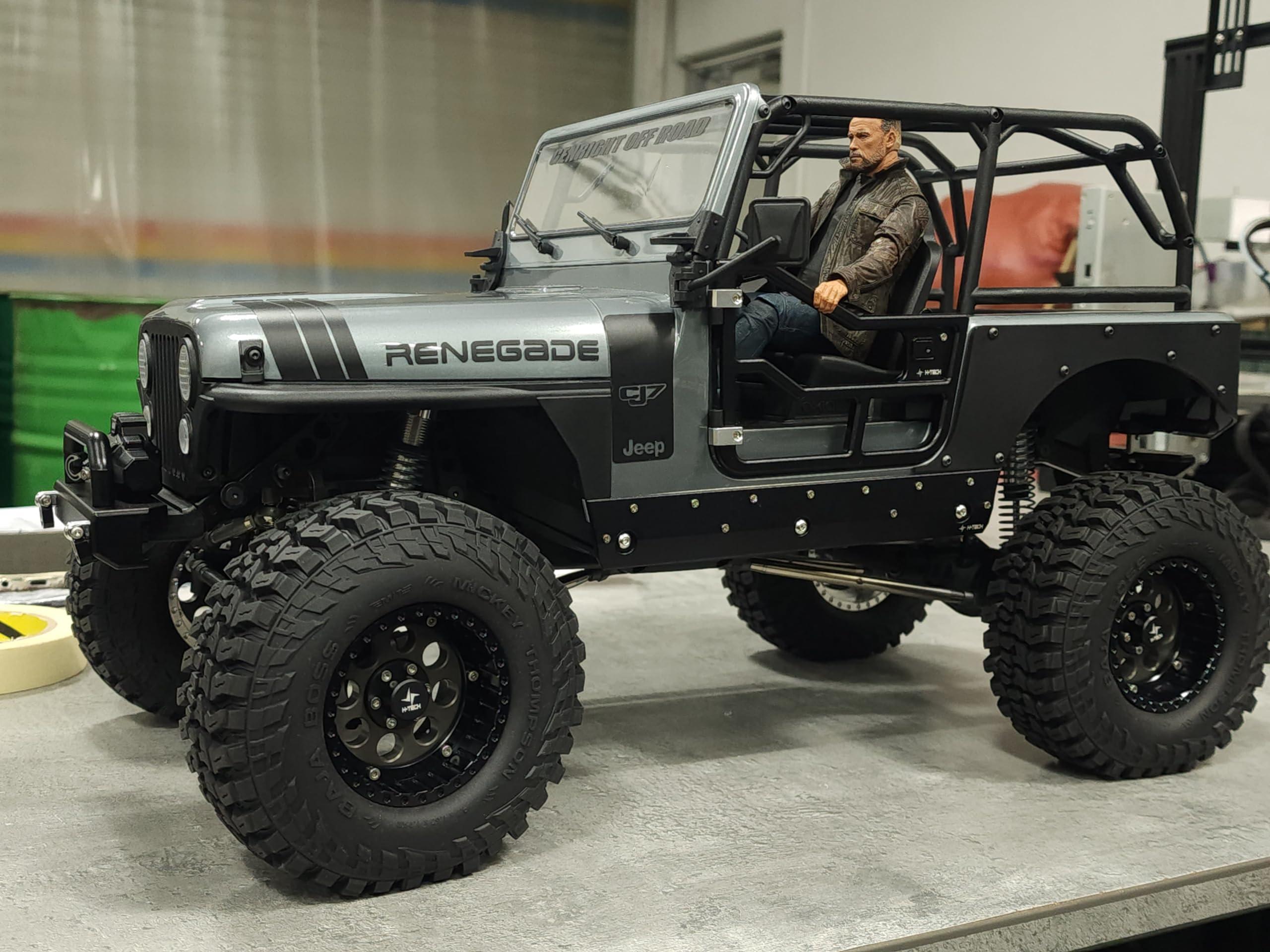 H-TECH H-TECH RC CNC Aluminum Metal Side Plate & Step for Axial SCX10 III Jeep CJ-7 [AXI03008T2, AXI03008T1] 1/10 RC Body Upgrade (Side Plate), Black