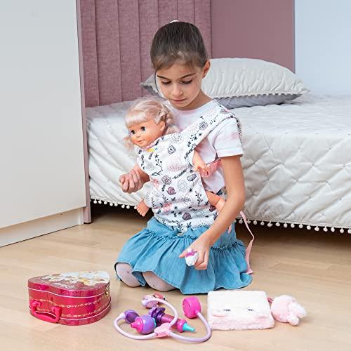 HappyVk HappyVk - Baby Doll Carrier - Doll Carrier for Little Girls Front and Back - Cute Flowers and Hearts