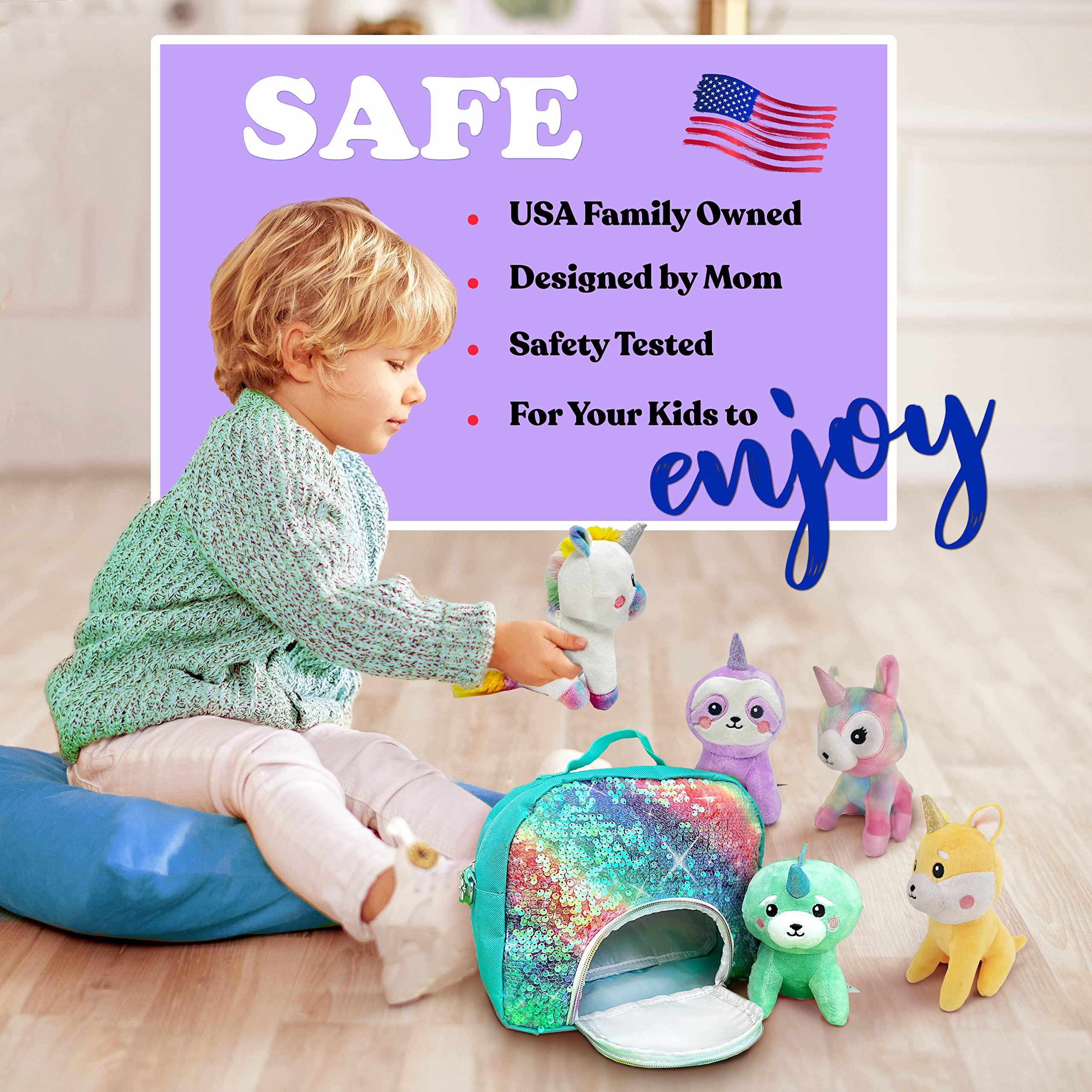 Pomkinz Unicorns Gifts for Girls Unicorn Stuffed Animals for Girls- Unicorn Toys for Girls Age 3 4 5 6 7 8 Year Old Little Girl Toys Plushies Stuffed Animal Plush Squishies Rainbow Toy Purse Little Girl Gifts